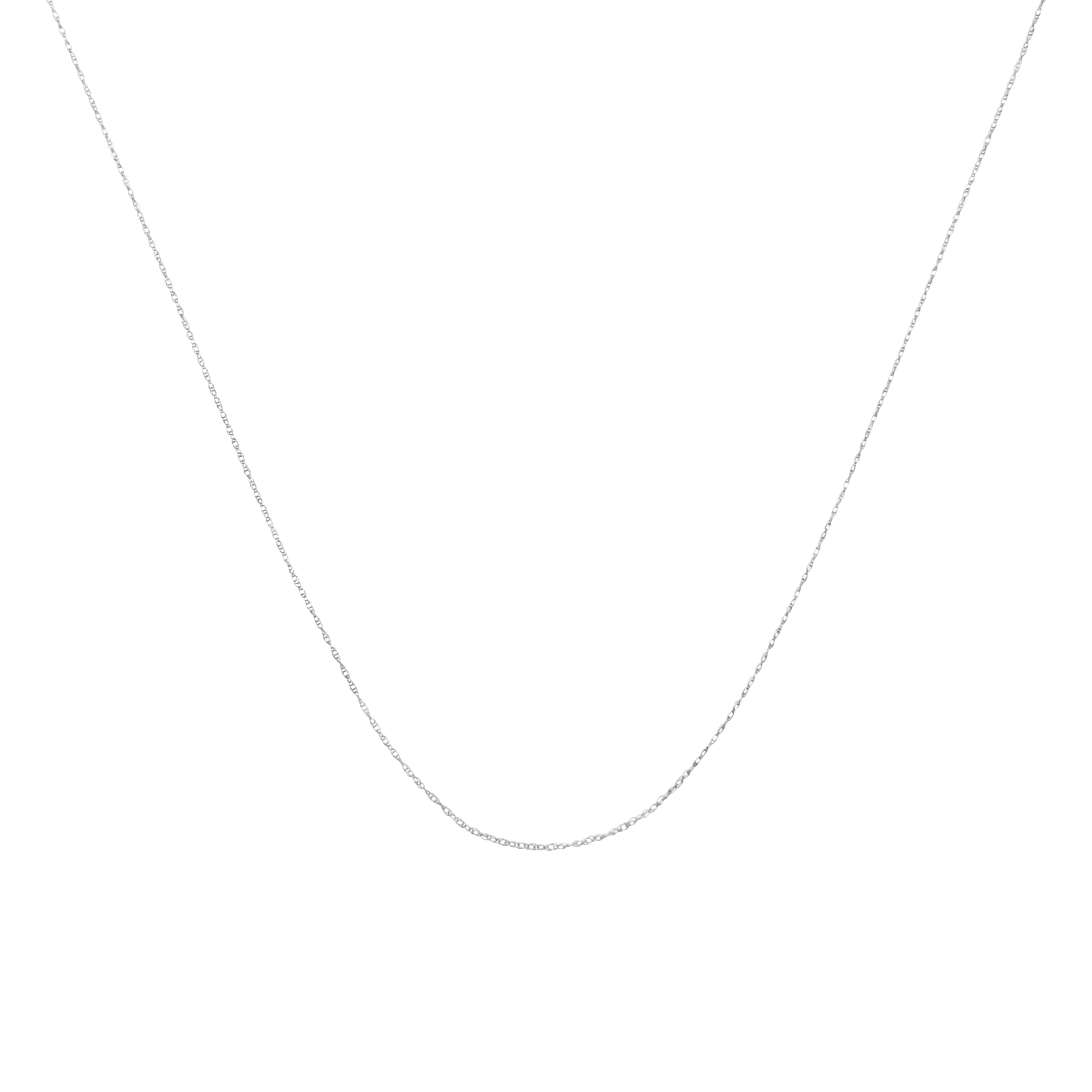 Haus of Brilliance Solid 10K White Gold 0.5mm Rope Chain Necklace. Unisex Chain - Size 16" Inches