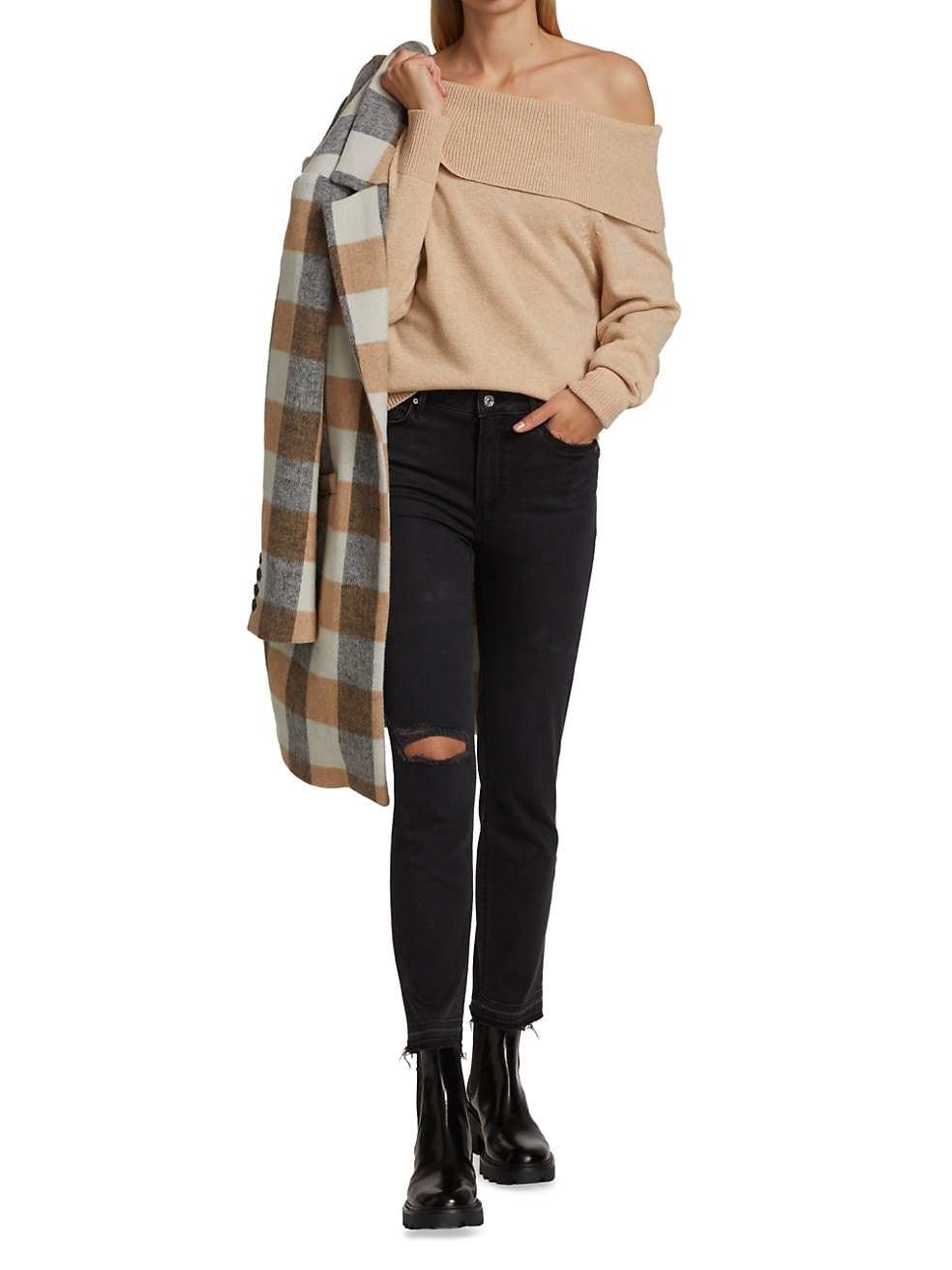 Paige Cindy High-Rise Distressed Straight Leg Jeans - /Black - 31
