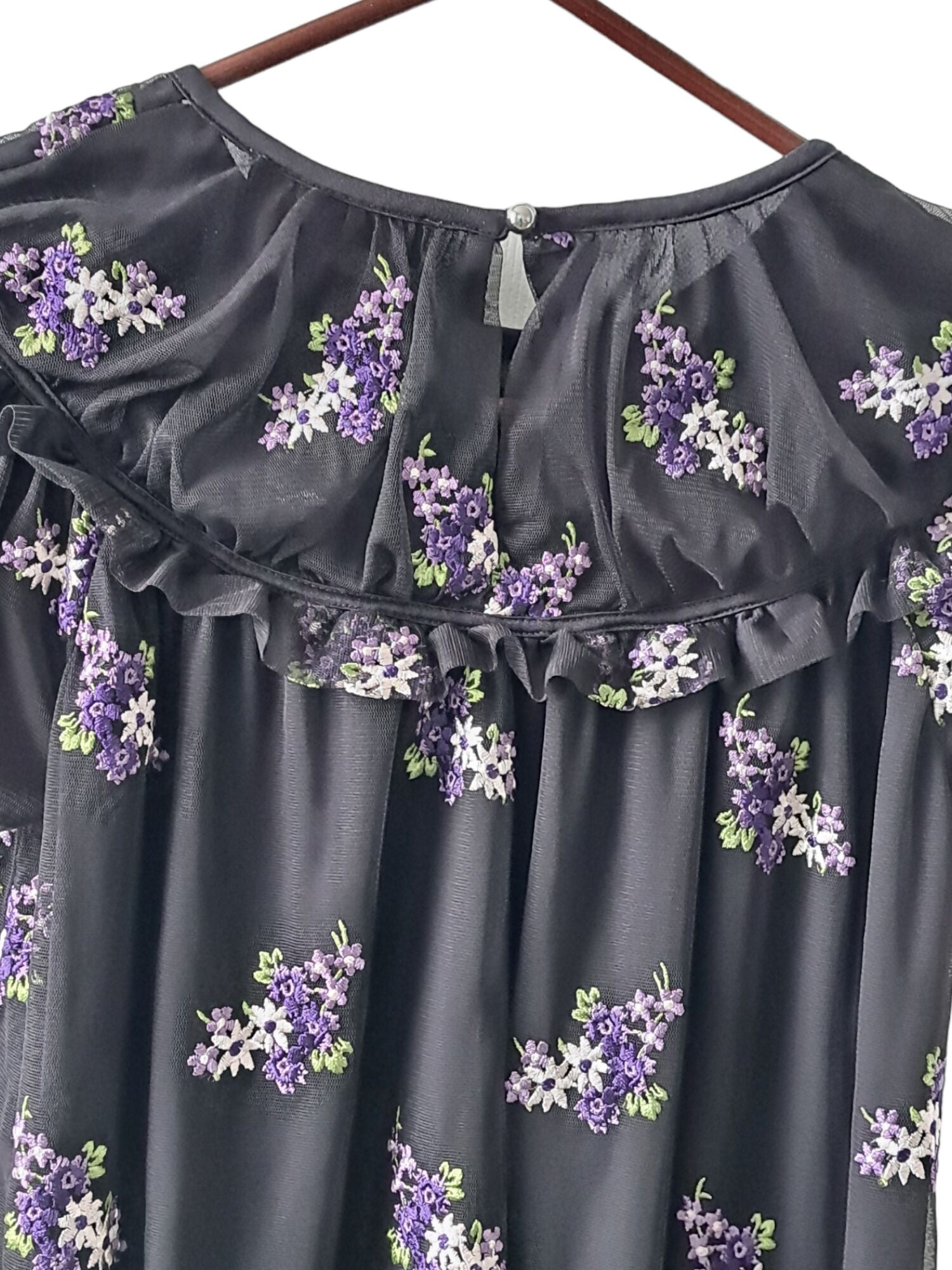 MICHAEL Michael Kors Forget Me Not Floral Blouse-Floral-Black-Multi Orchid Haze XS