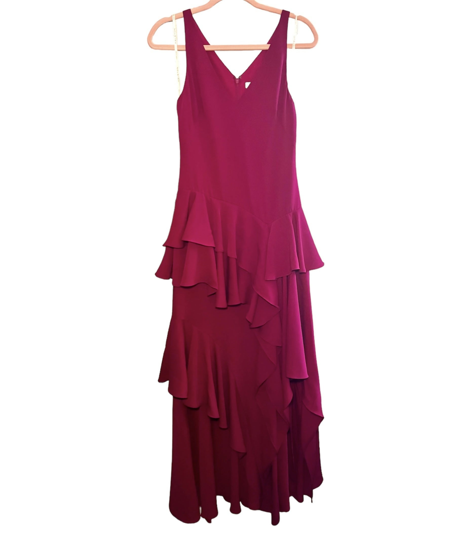 Halston Heritage Drop Waist Tiered Ruffle Gown - /Pink - 2