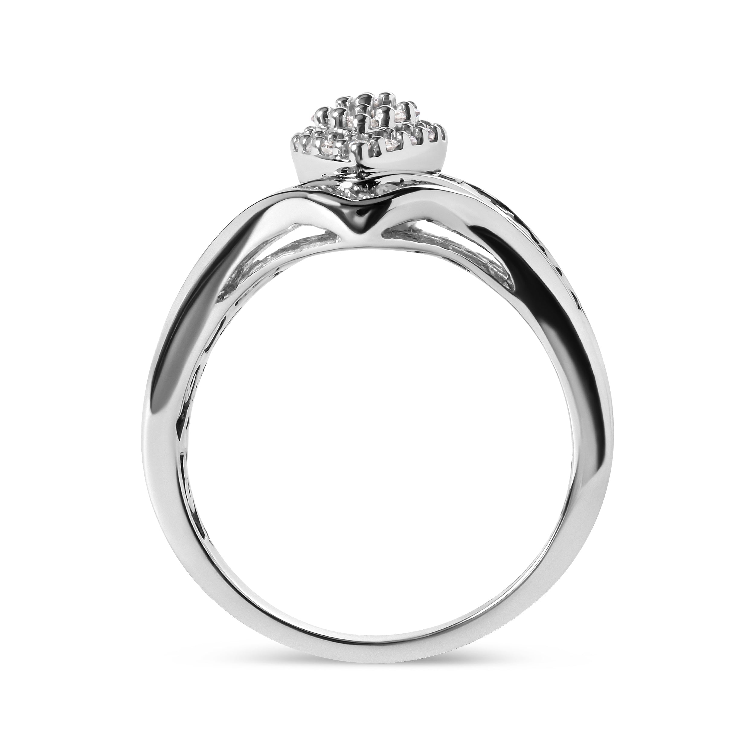 Haus of Brilliance 14K White Gold 3/4 Cttw Round and Baguette cut Diamond Cluster Ring (H-I Color, I1-I2 Clarity)