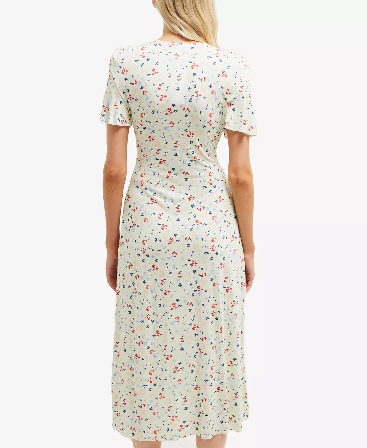 French Connection Short Sleeve V-Neck Wrap Floral Midi Dress