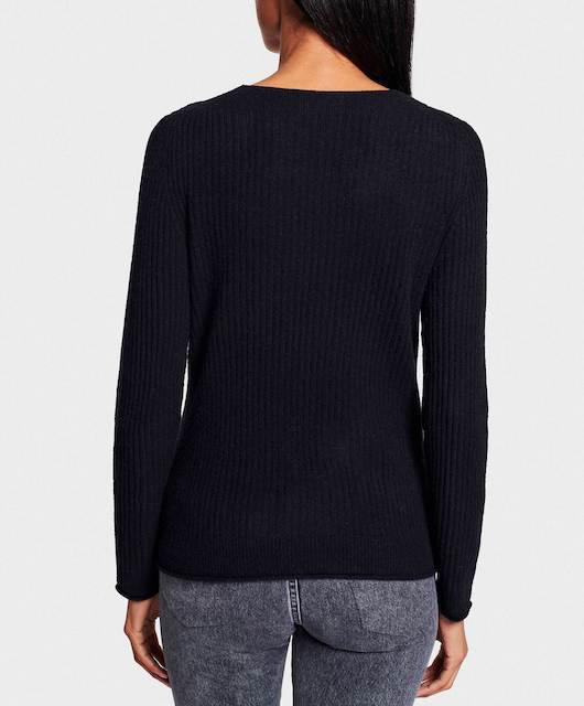 White + Warren Cashmere Slim Ribbed V-Neck - Black