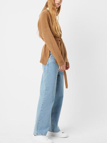 French Connection Textured Wool Blend Belted Cardigan - /Beige - S