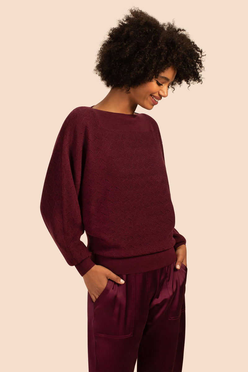Trina Turk Halima Relaxed Wool Sweater - /Red - S