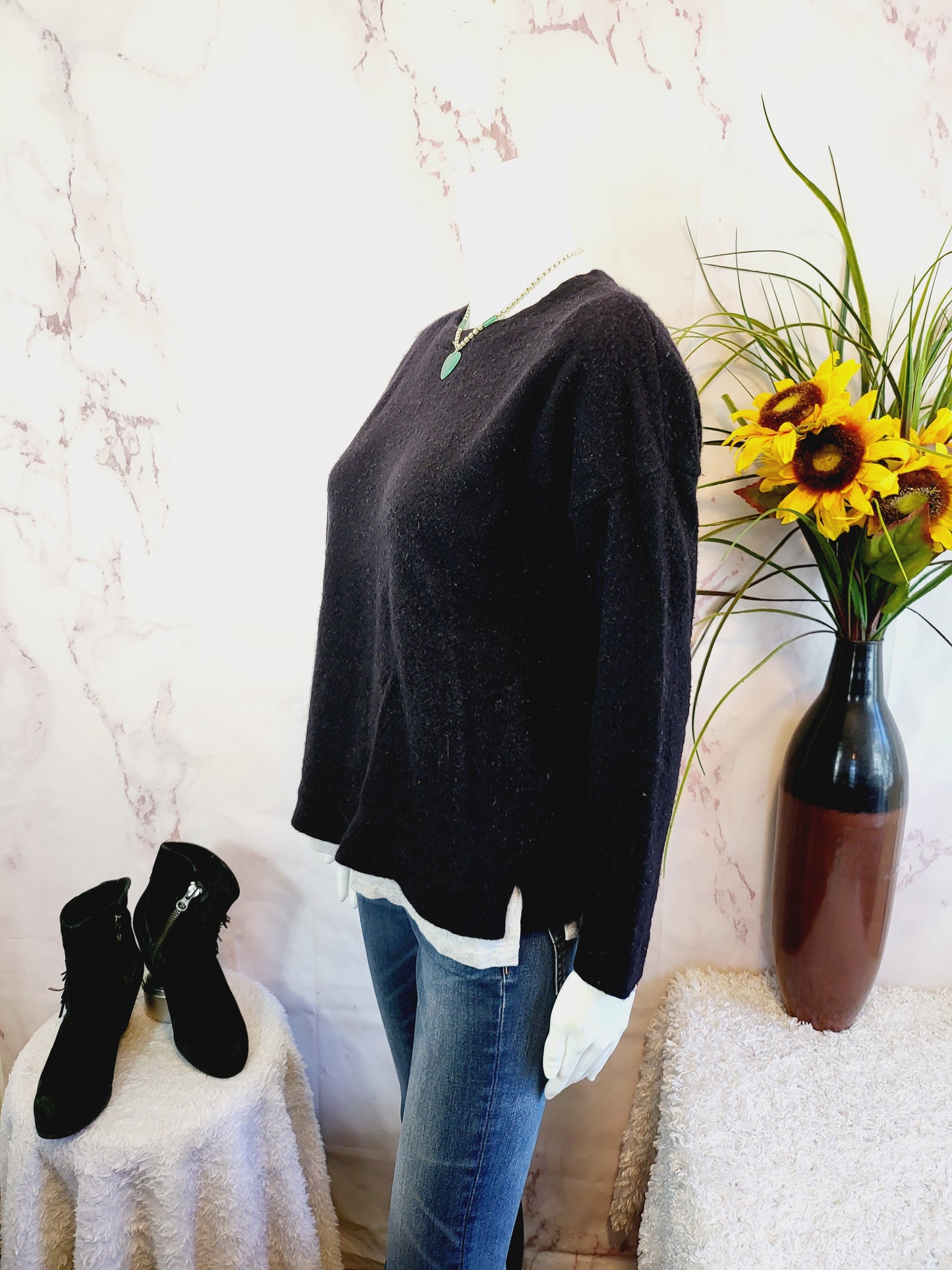 Kokun Relaxed Layered Cashmere Pullover - /Black Multi - M