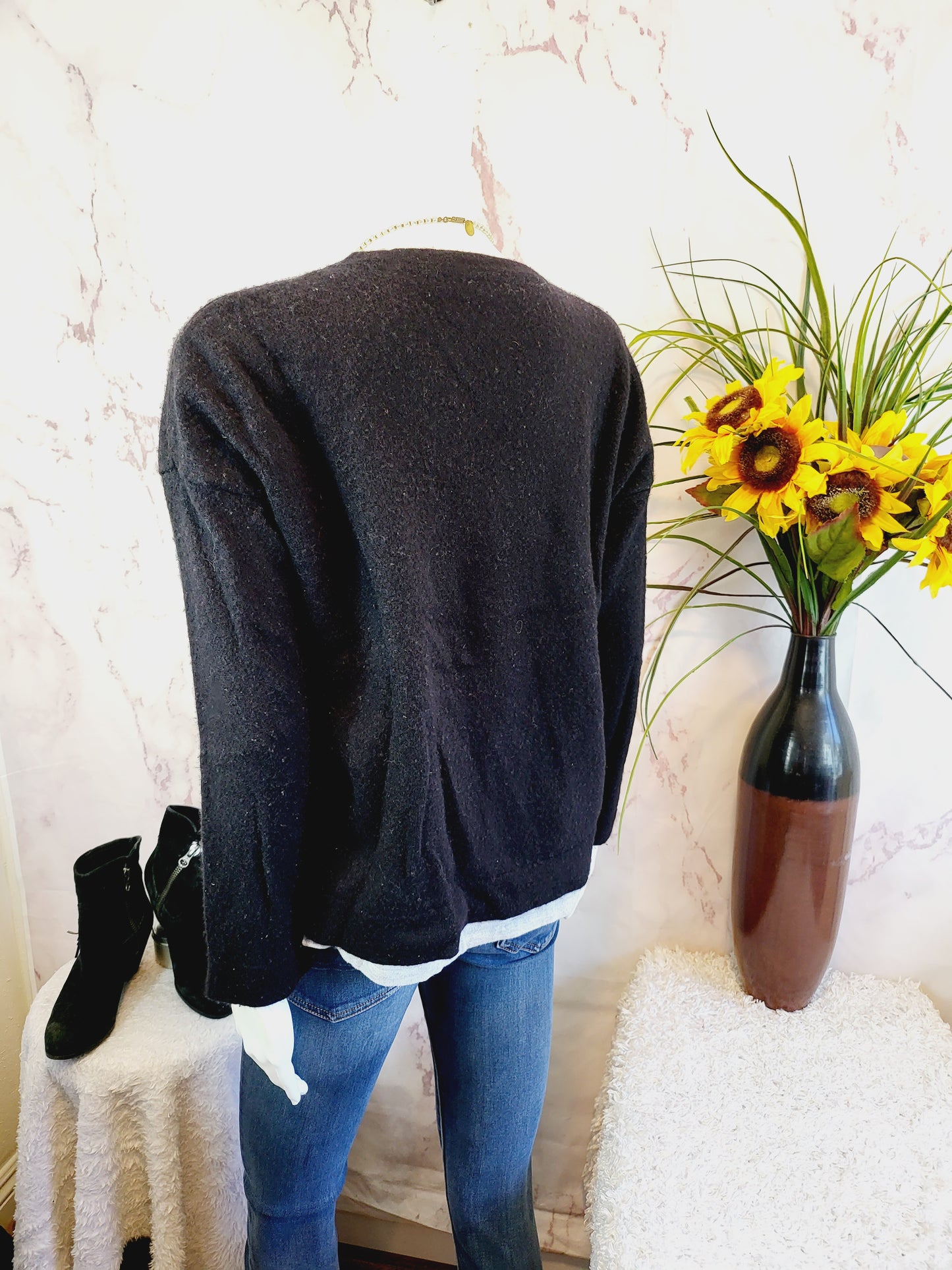 Kokun Relaxed Layered Cashmere Pullover - /Black Multi - M