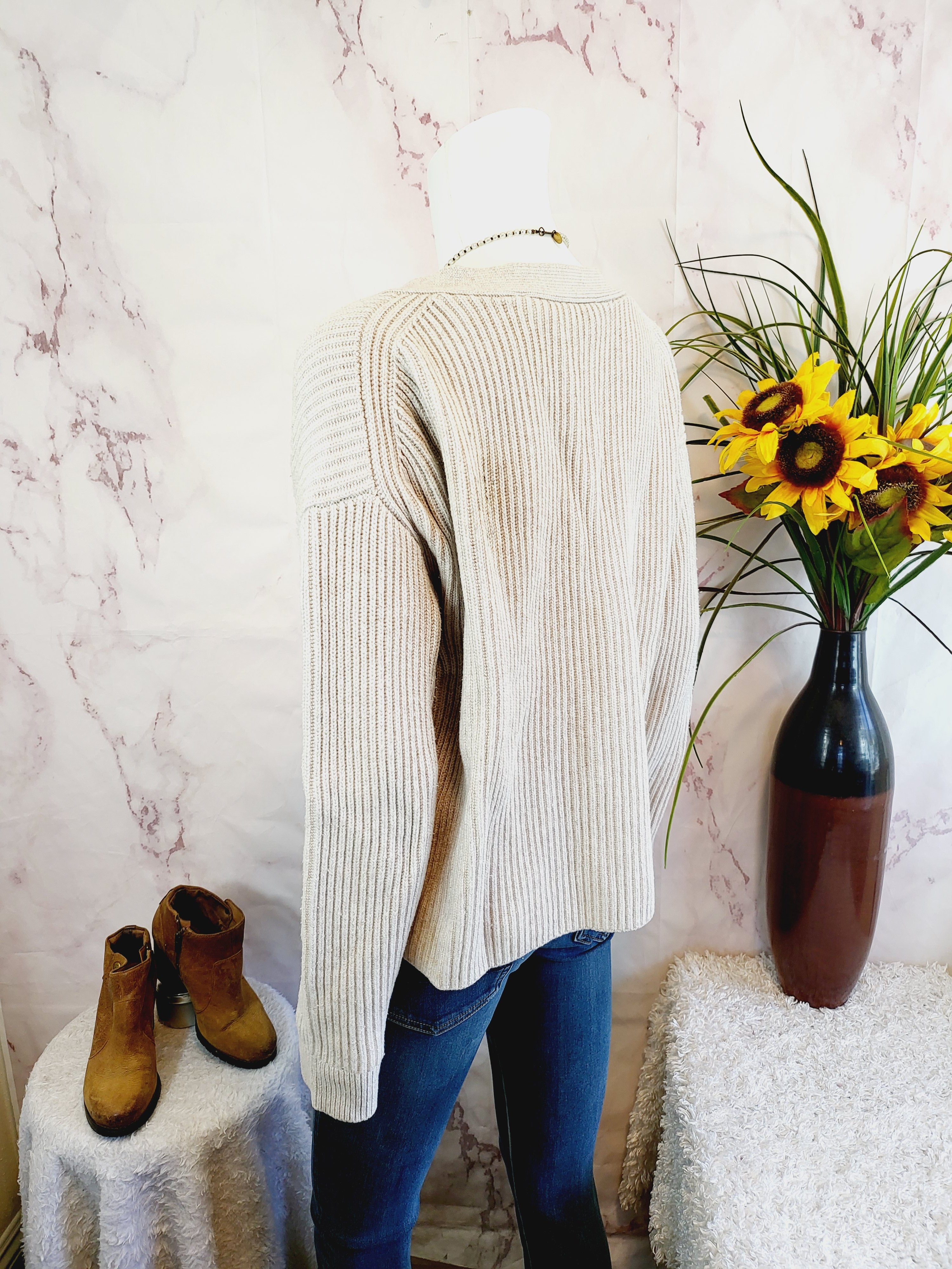French Connection Tomasa Knit Wool Blend Button-Down Cardigan - /Beige - L