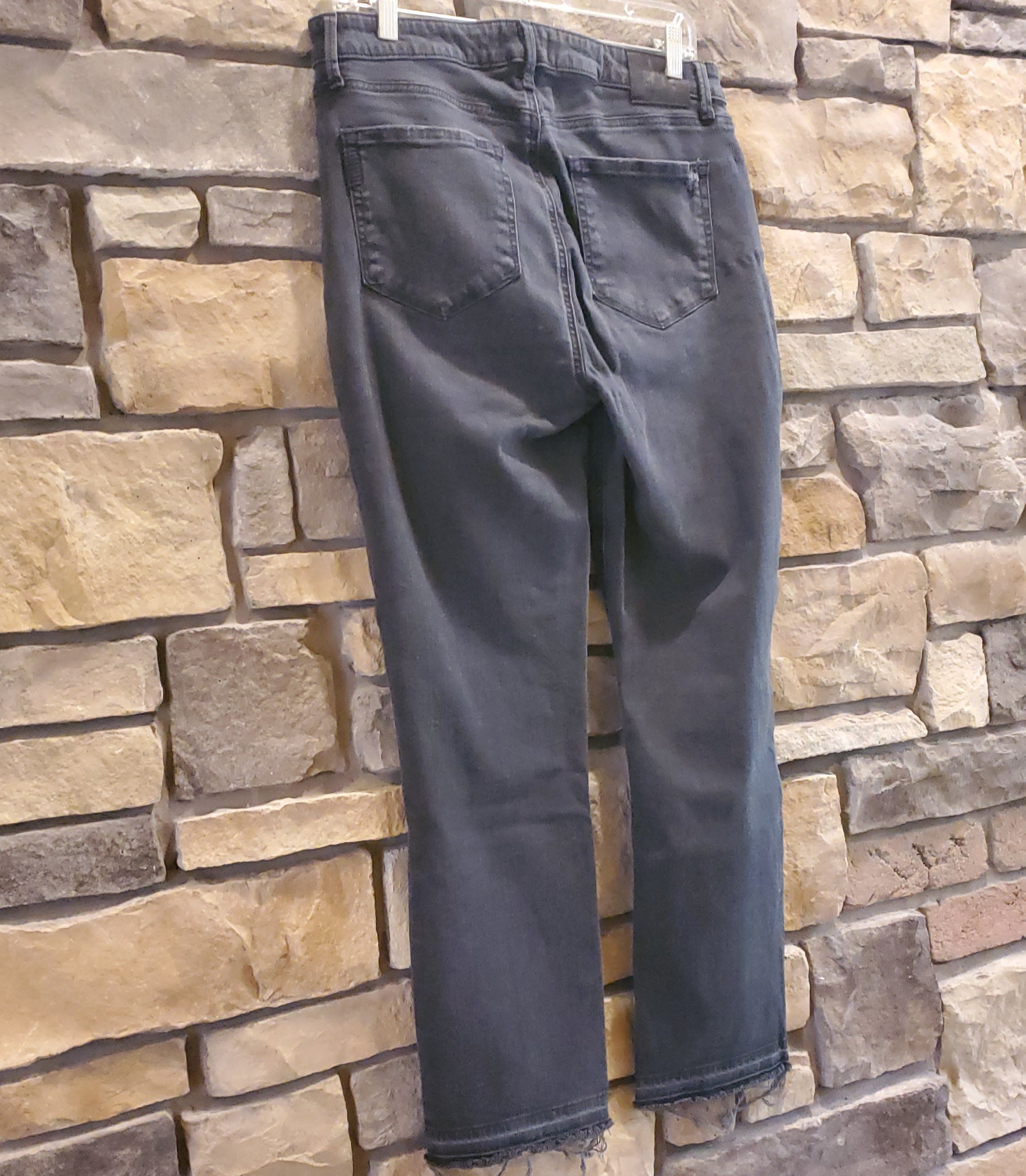 Paige Cindy High-Rise Distressed Straight Leg Jeans - /Black - 31