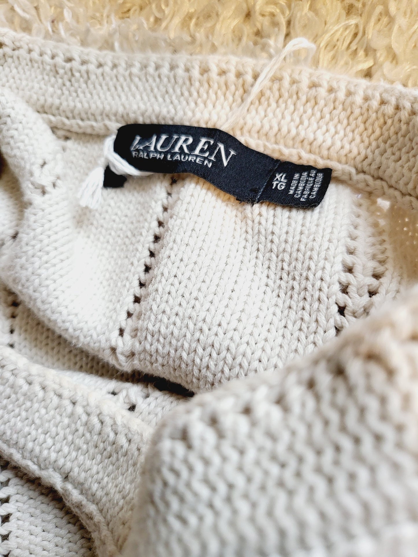 Lauren Ralph Lauren Reverse Jersey Stitch Puff Sleeve Sweater - XL