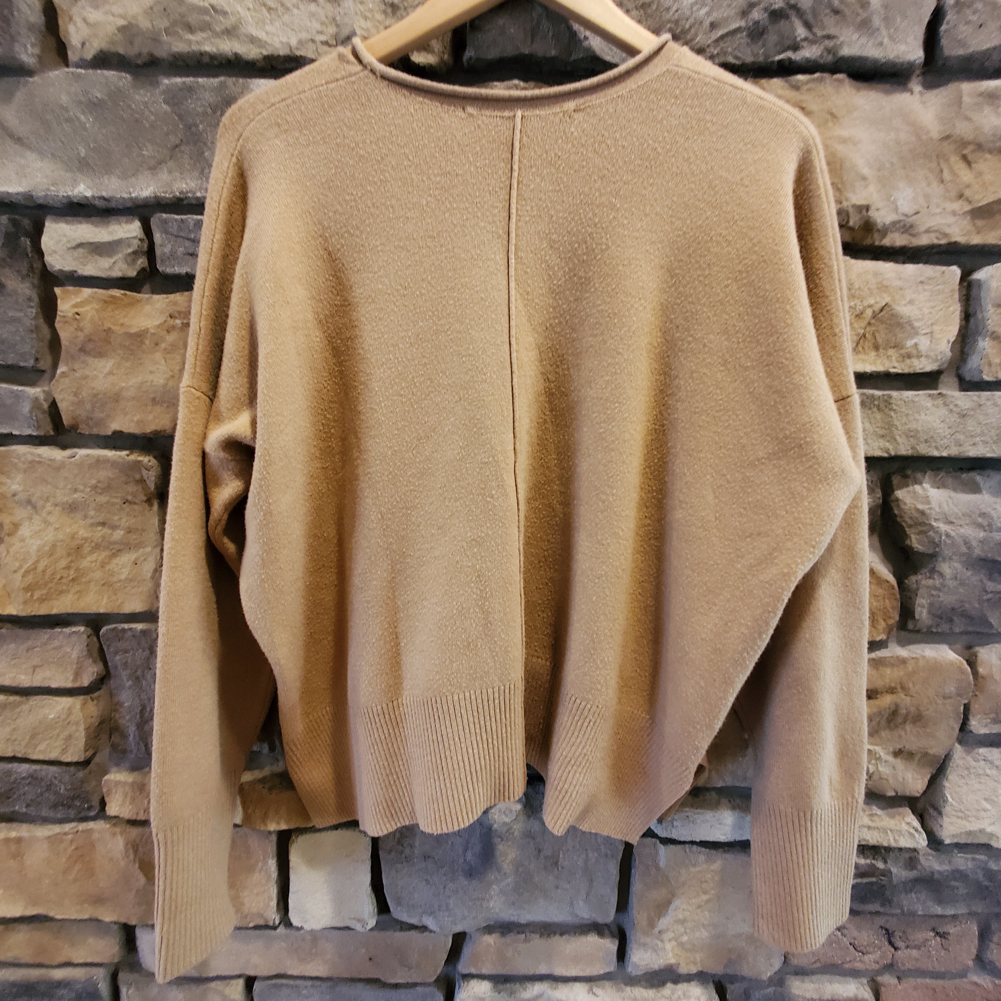 French Connection Long Sleeve Front Seam Sweater - Brown - L