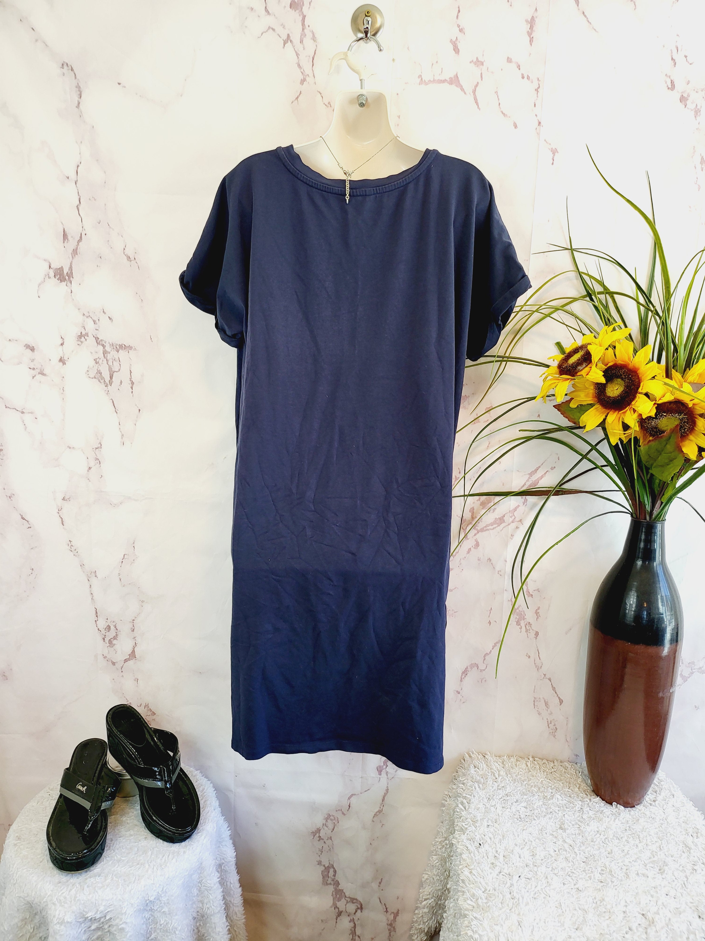 NIC+ZOE Pier Embroidered Shift Dress - /Navy Multi - L