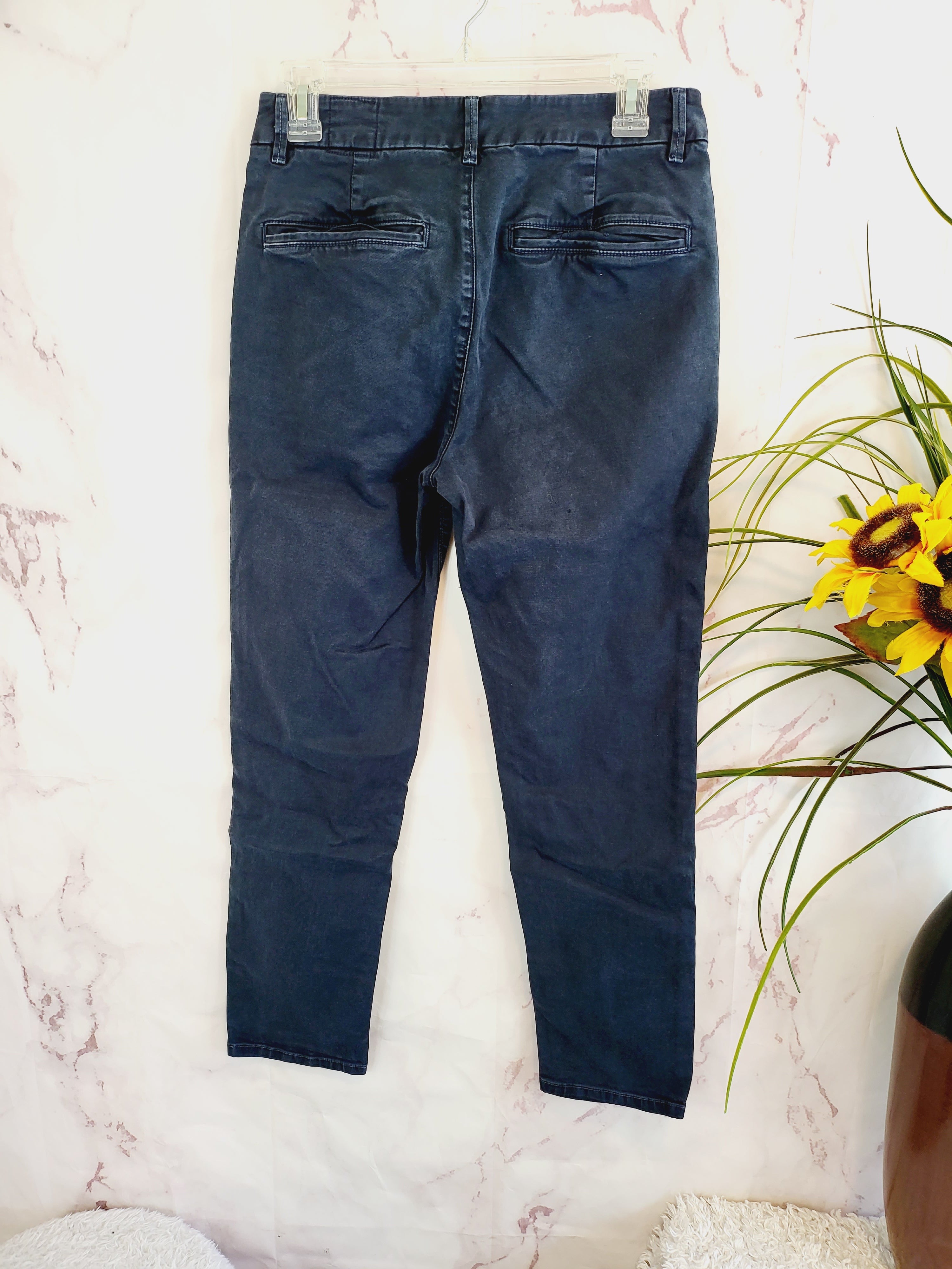 Vince High-Rise Straight Leg Chinos - Navy - 27