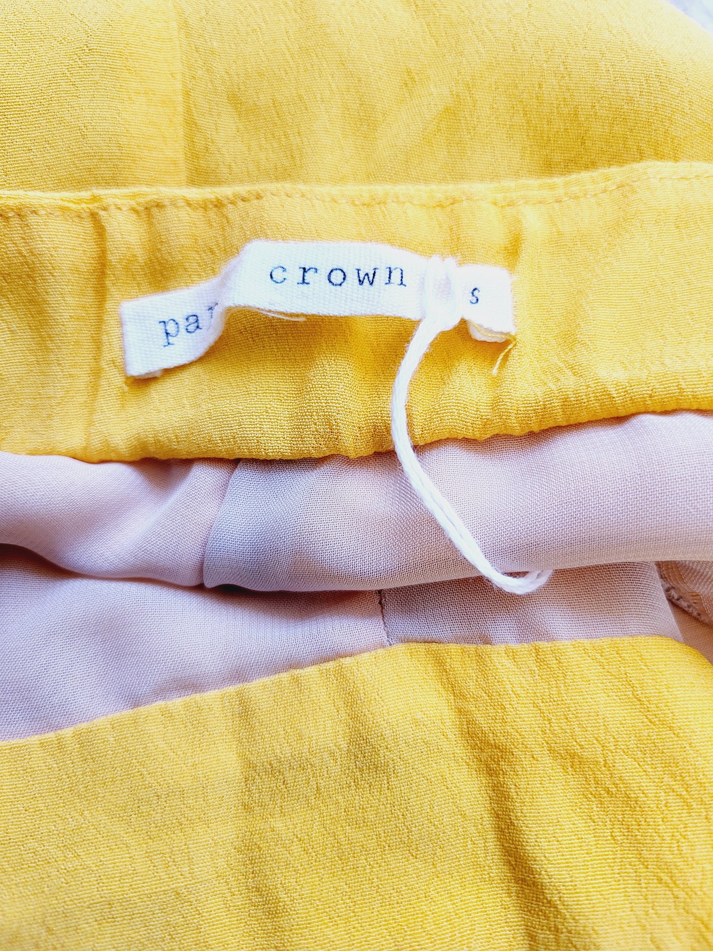 Paper Crown Wide Leg Belted Palazzo Pants - Yellow - S