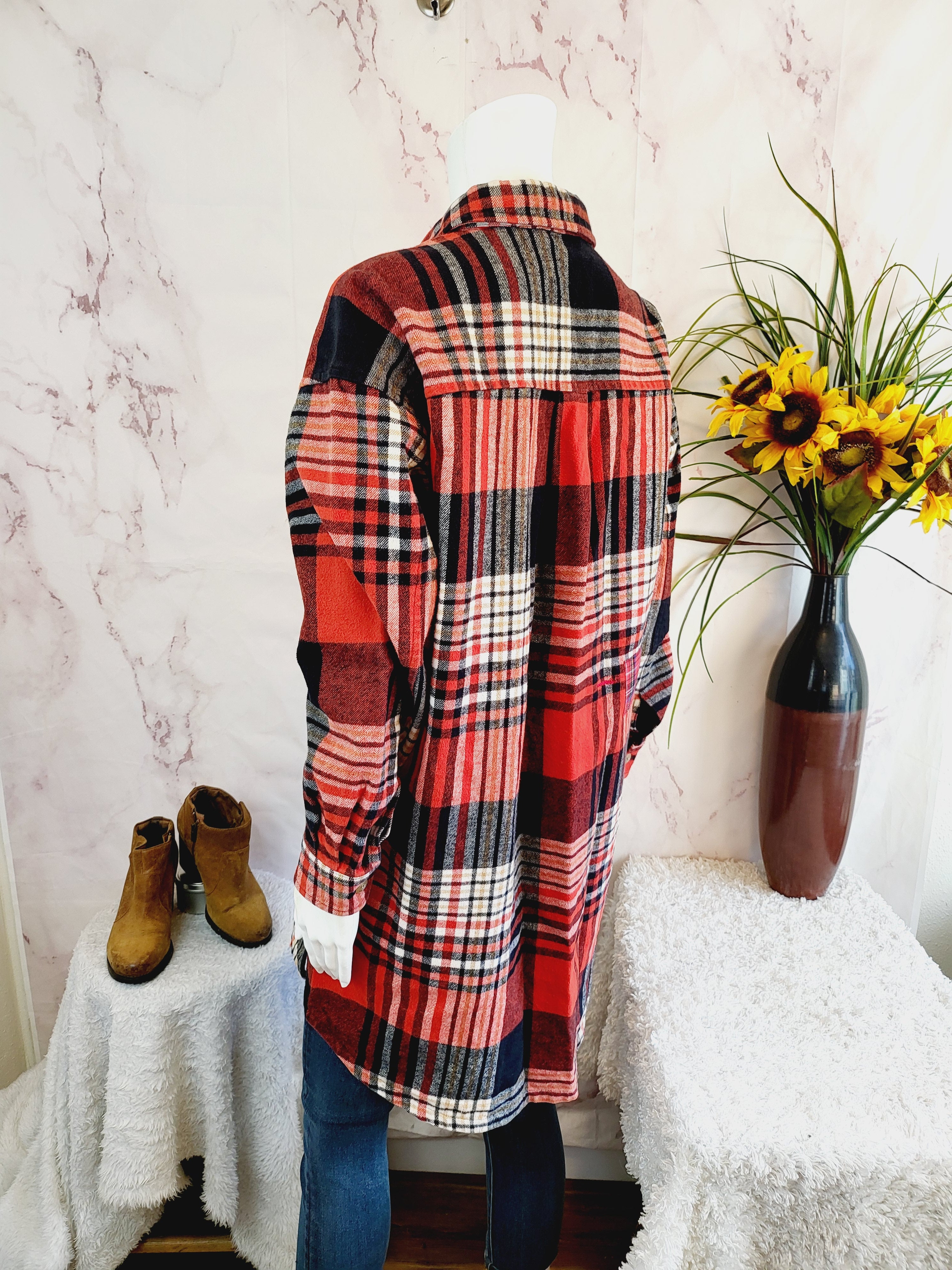 Scotch & Soda Oversized Brushed Cotton Button-Down Shirt - Plaid - Red Multi/0221