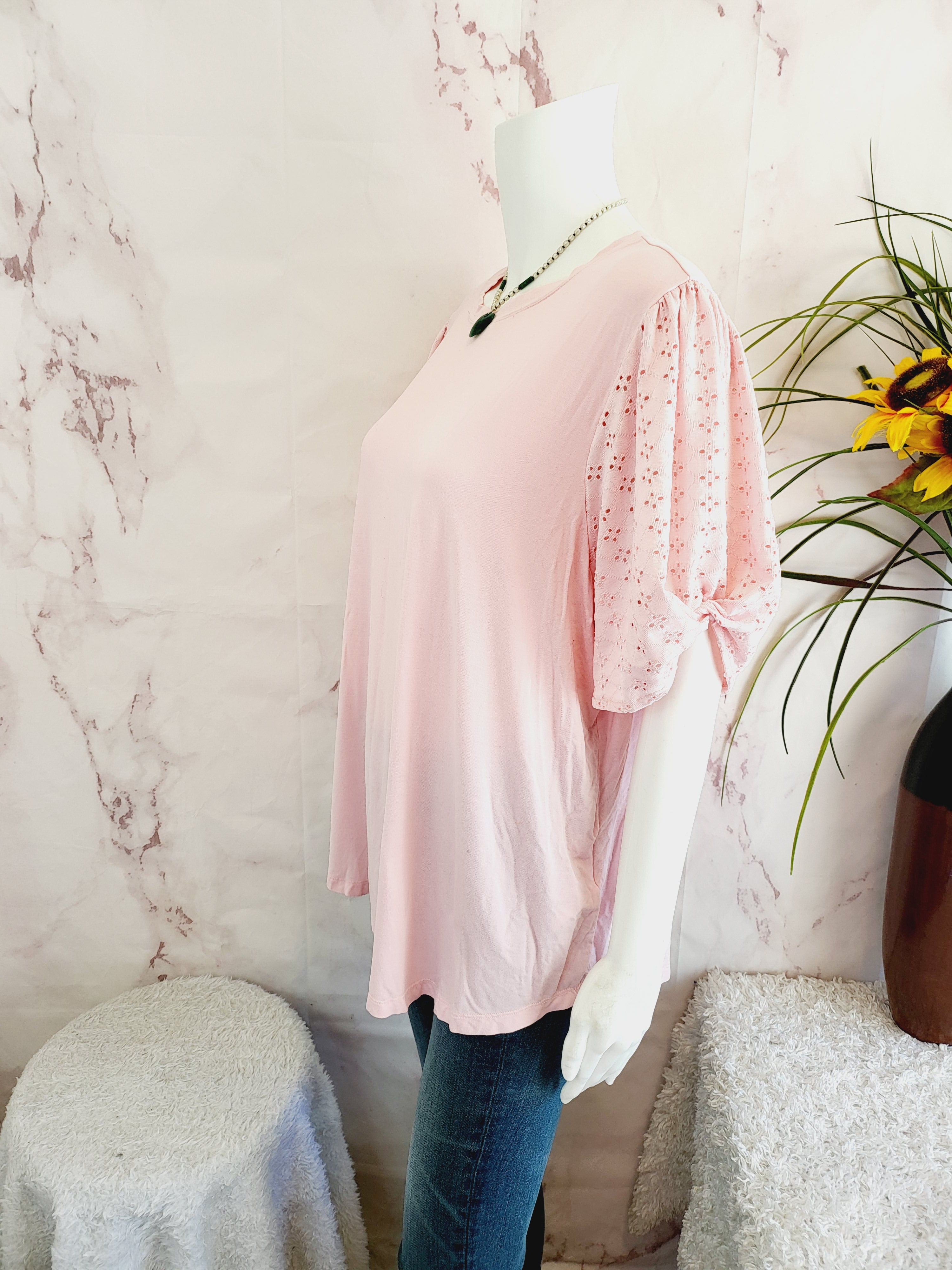 COOPER & ELLA Plus Eyelet-Sleeves Top
