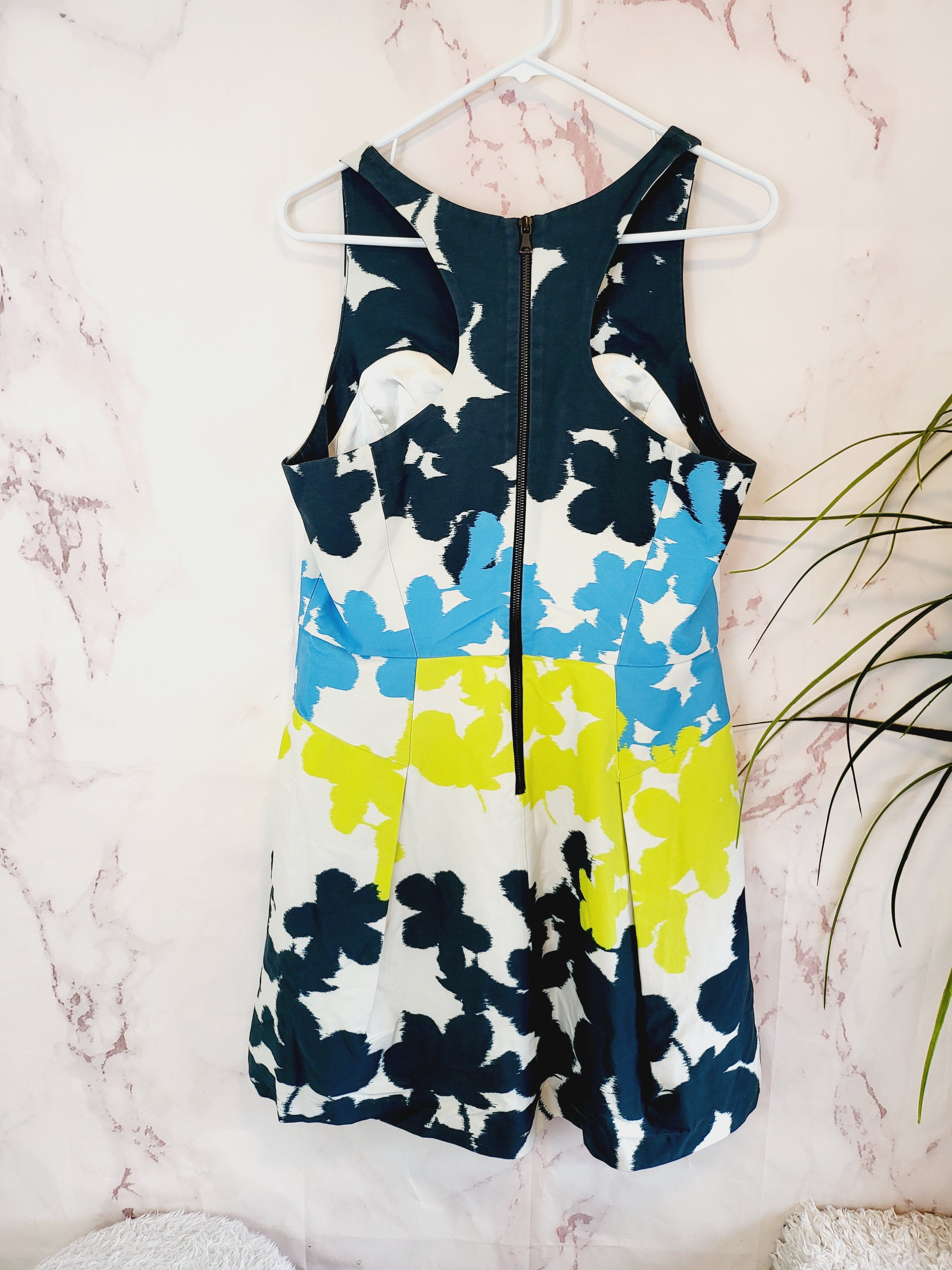 Milly Sleeveless Splitneck Fit and Flare Dress - Floral - White Multi