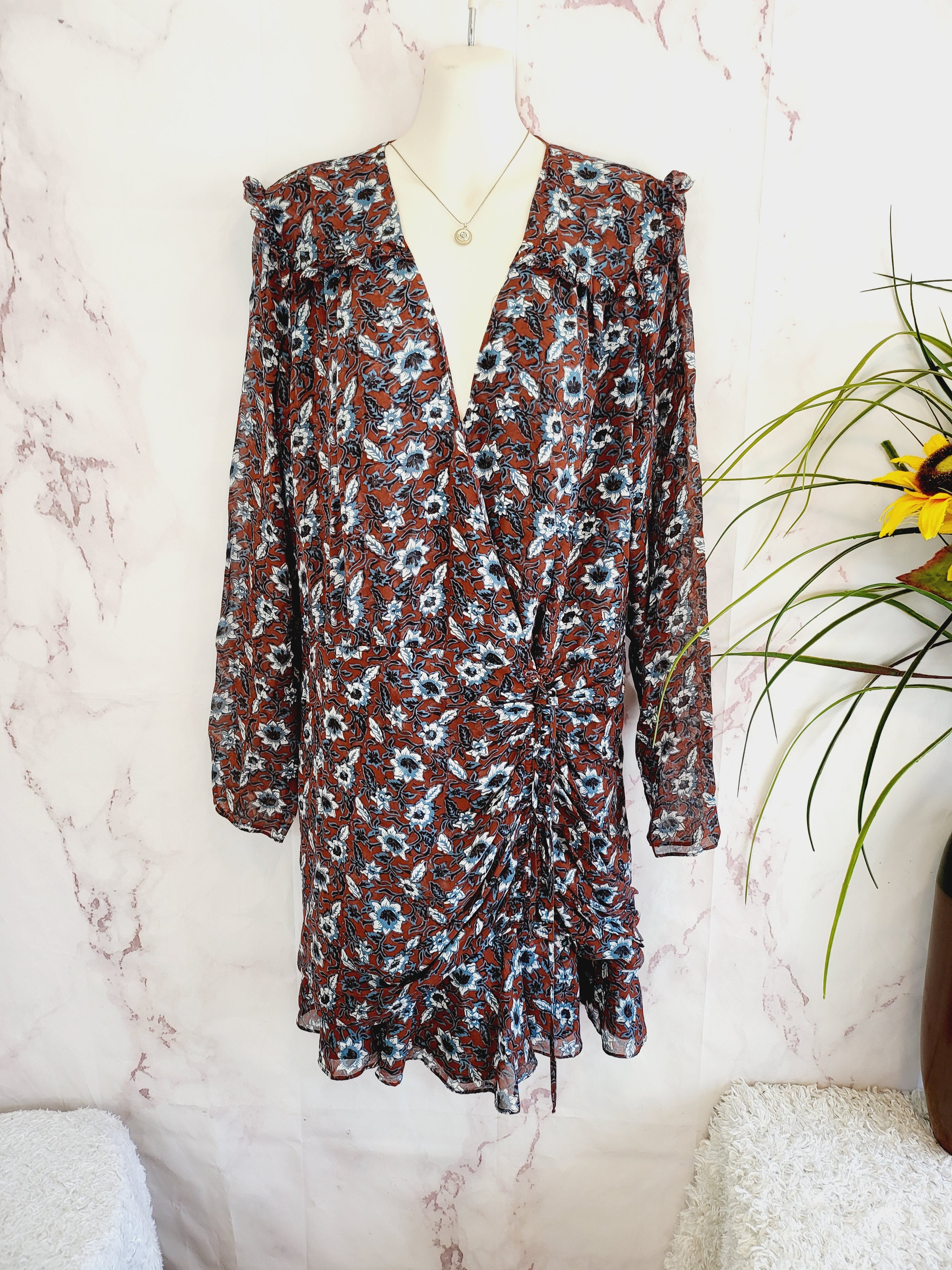 Veronica Beard Anjali Silk Floral Print Mini Dress - Floral - Red Multi/Clay Multi