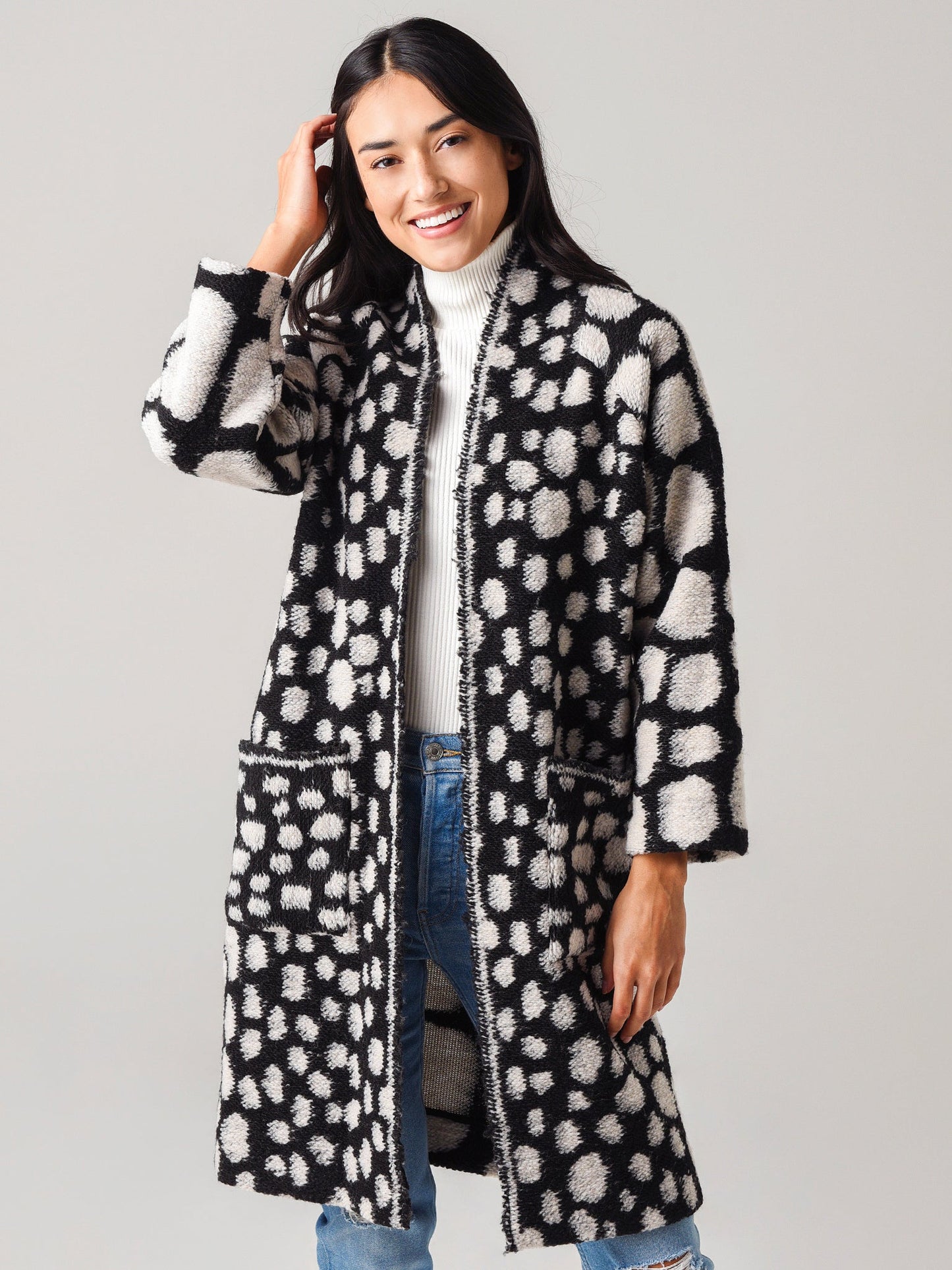 Hunter Bell Keller Open Front Cardigan - Dots - Black Multi/Mineral Dot - XS