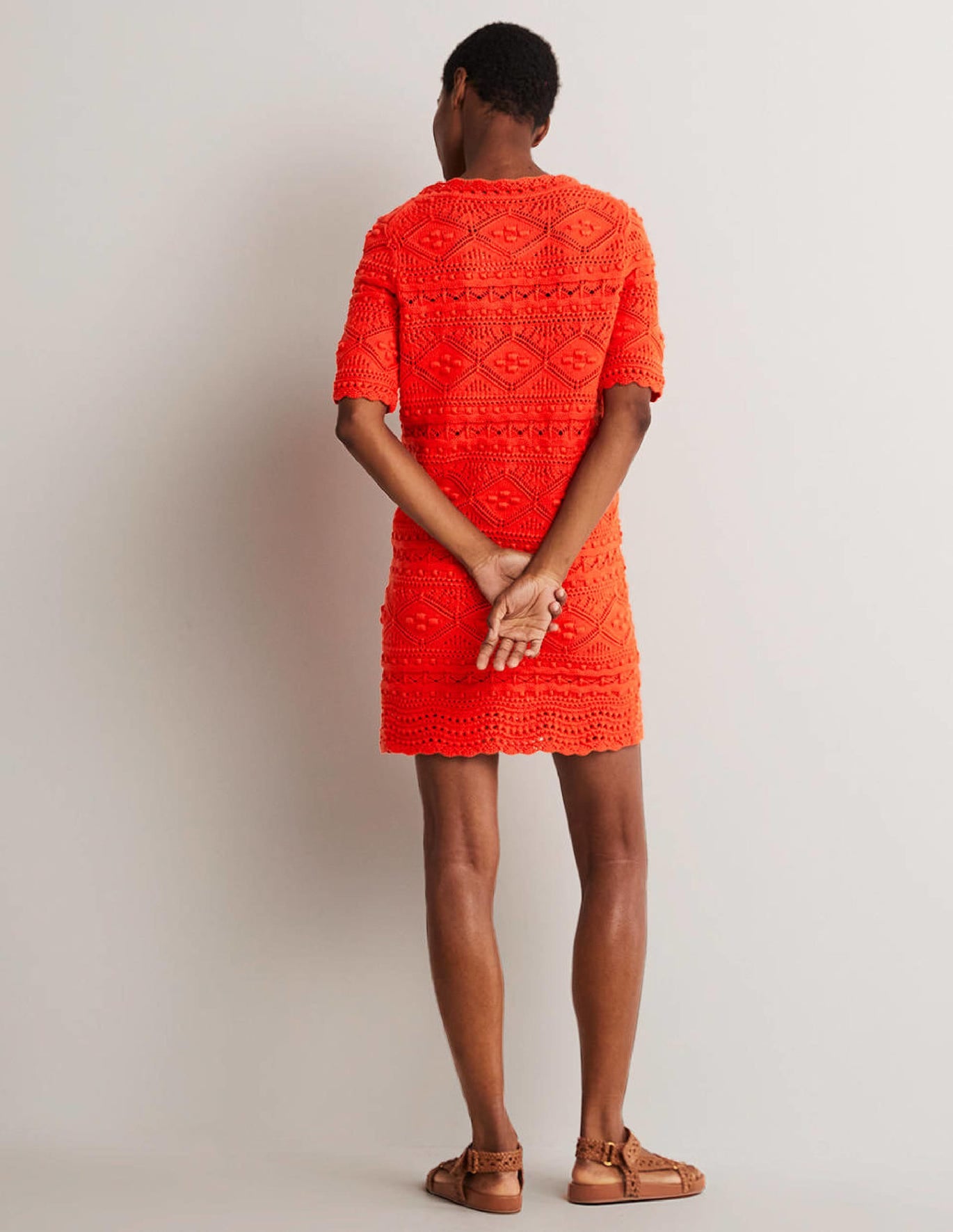 Boden Claudia Short Sleeve Knitted Dress - /Orange