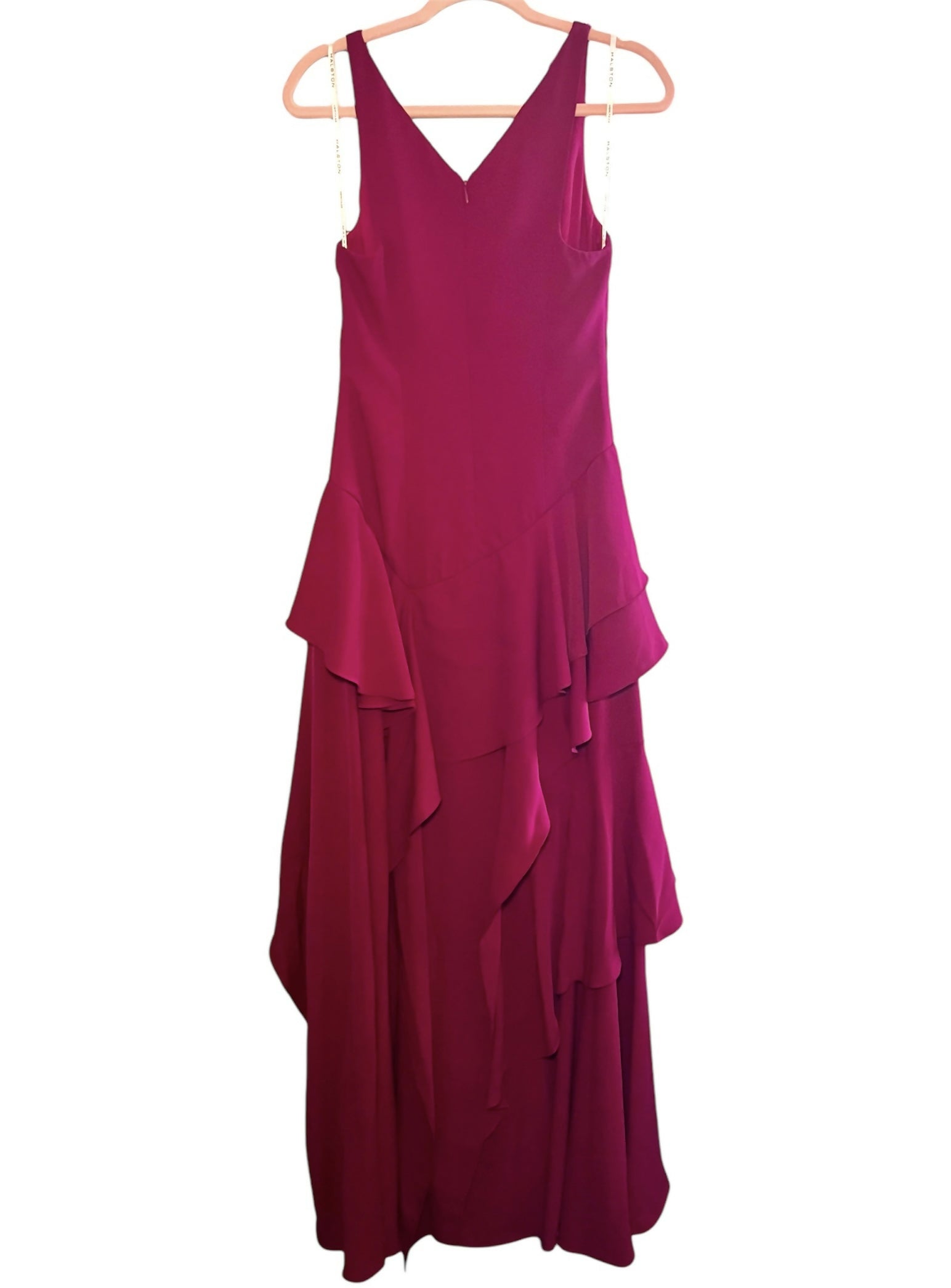 Halston Heritage Drop Waist Tiered Ruffle Gown - /Pink - 2