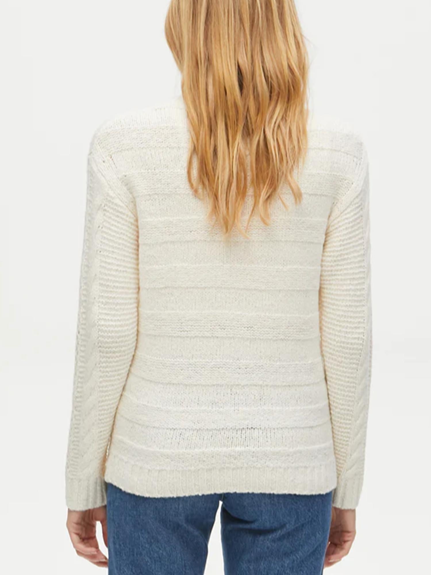 Michael Stars Louisa Cable Knit Pointelle Pullover Sweater - /Off White - S