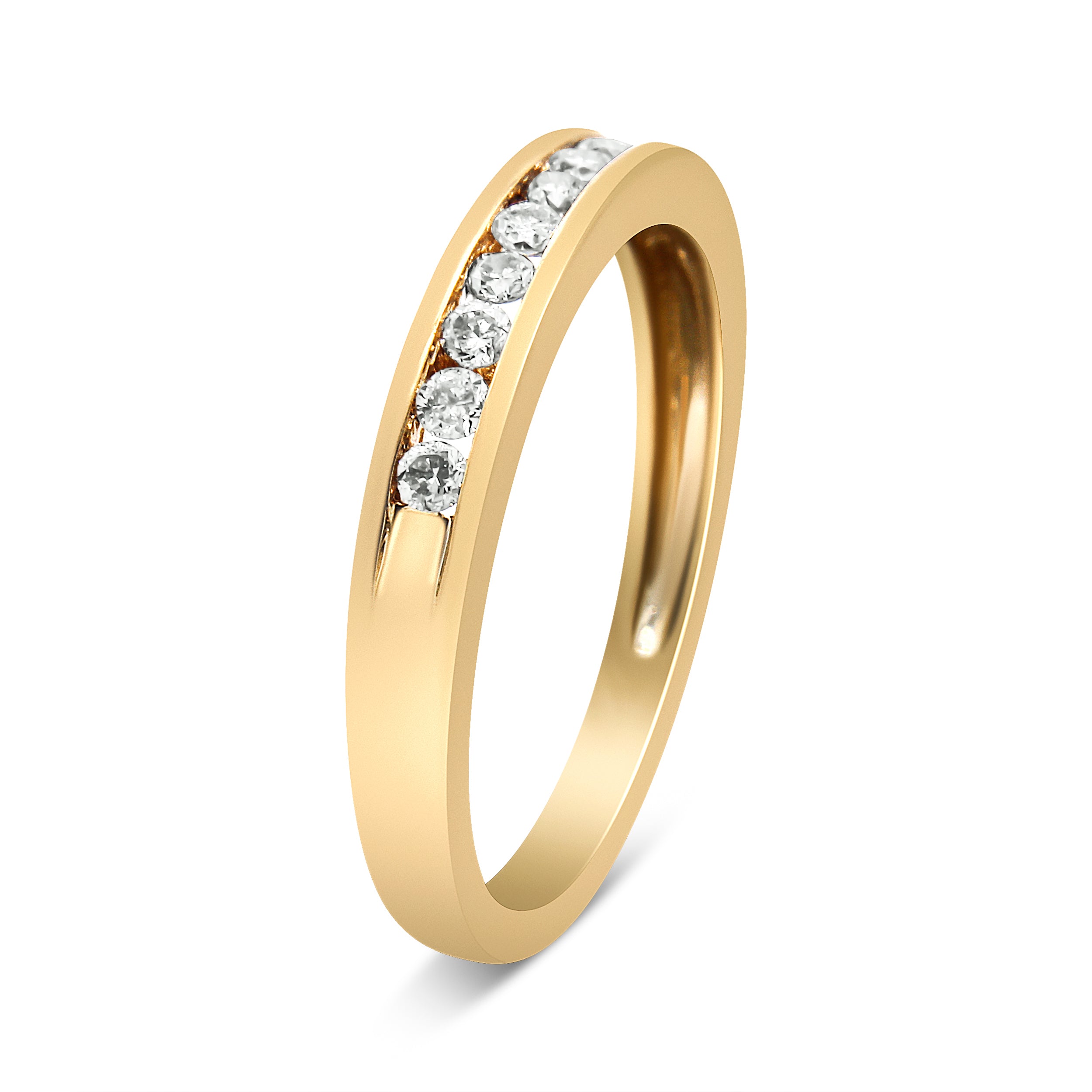 Haus of Brilliance IGI Certified 1/4 Cttw Diamond 10K Yellow Gold Channel Set Band Style Ring (J-K Color, I2-I3 Clarity) - Size 8