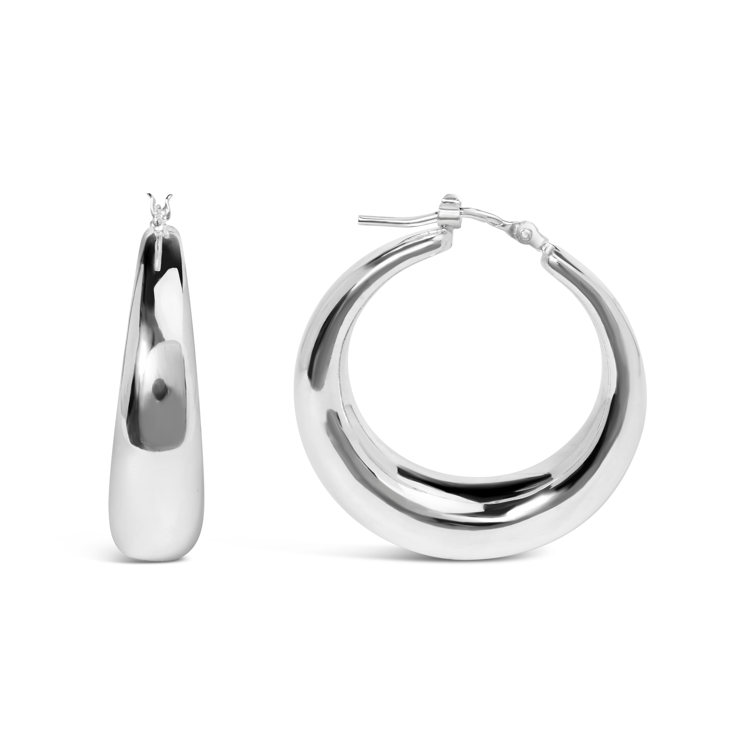 Haus of Brilliance .925 Sterling Silver Graduated Hoop Earrings - 9MM Wide