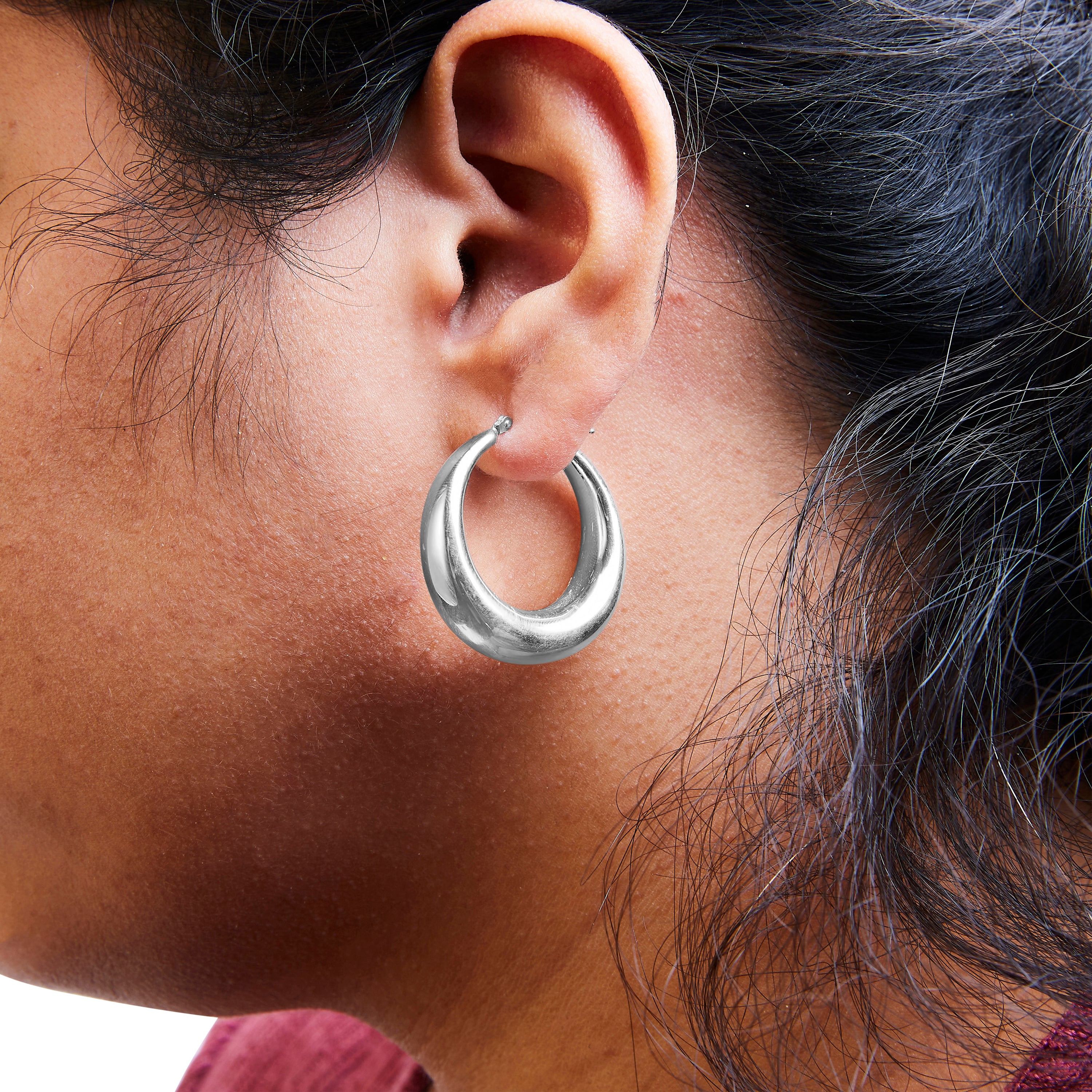 Haus of Brilliance .925 Sterling Silver Graduated Hoop Earrings - 9MM Wide