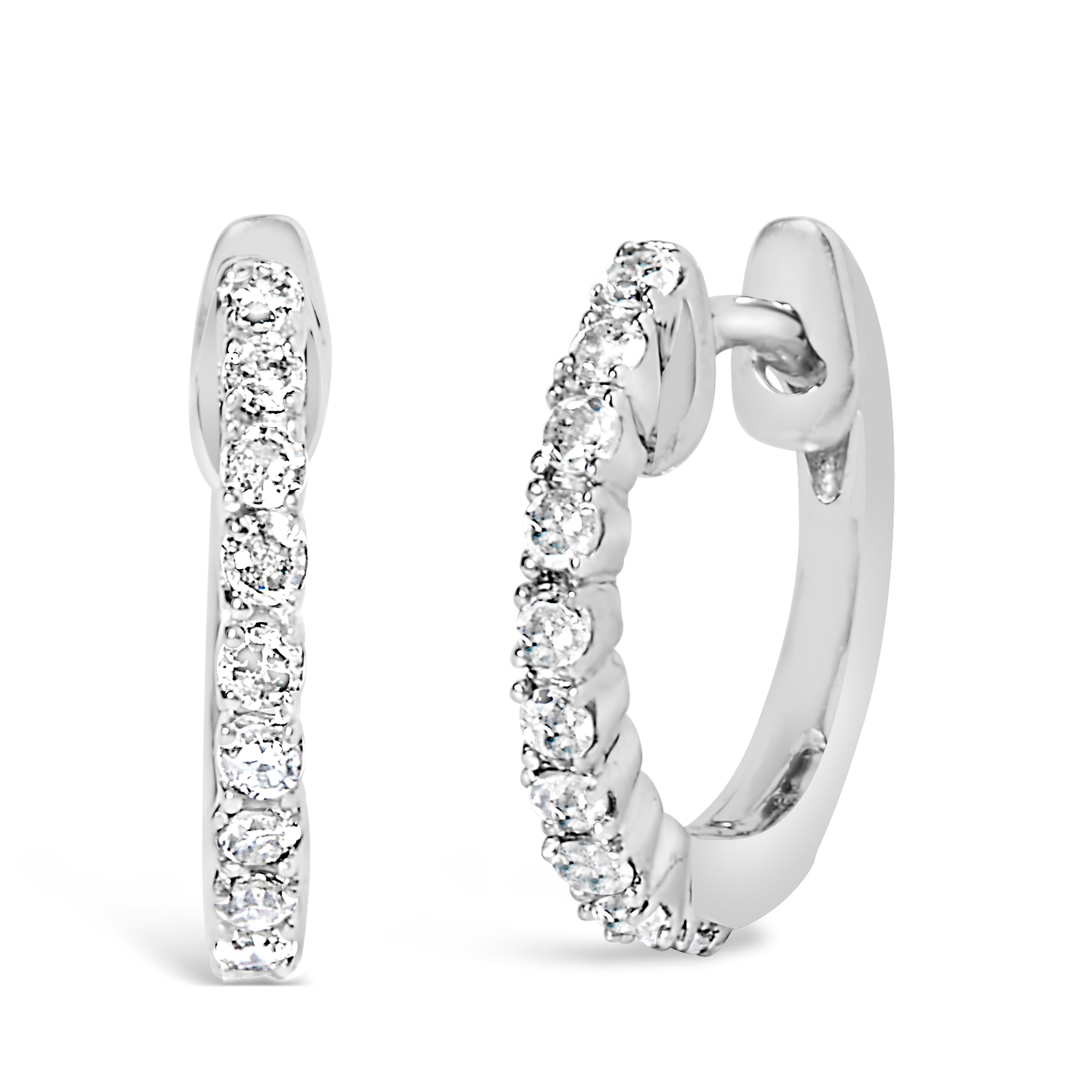 Haus of Brilliance .925 Sterling Silver 1/6 Cttw Diamond Petite Hoop Earrings (I-J Color, I2-I3 Clarity)