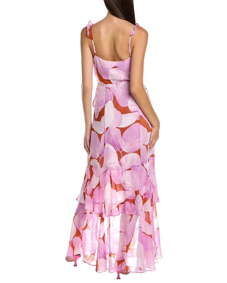 Hutch Sleeveless Georgia Wrap Maxi Dress - Floral - Pink Multi/Copper Neon Eucalyptus