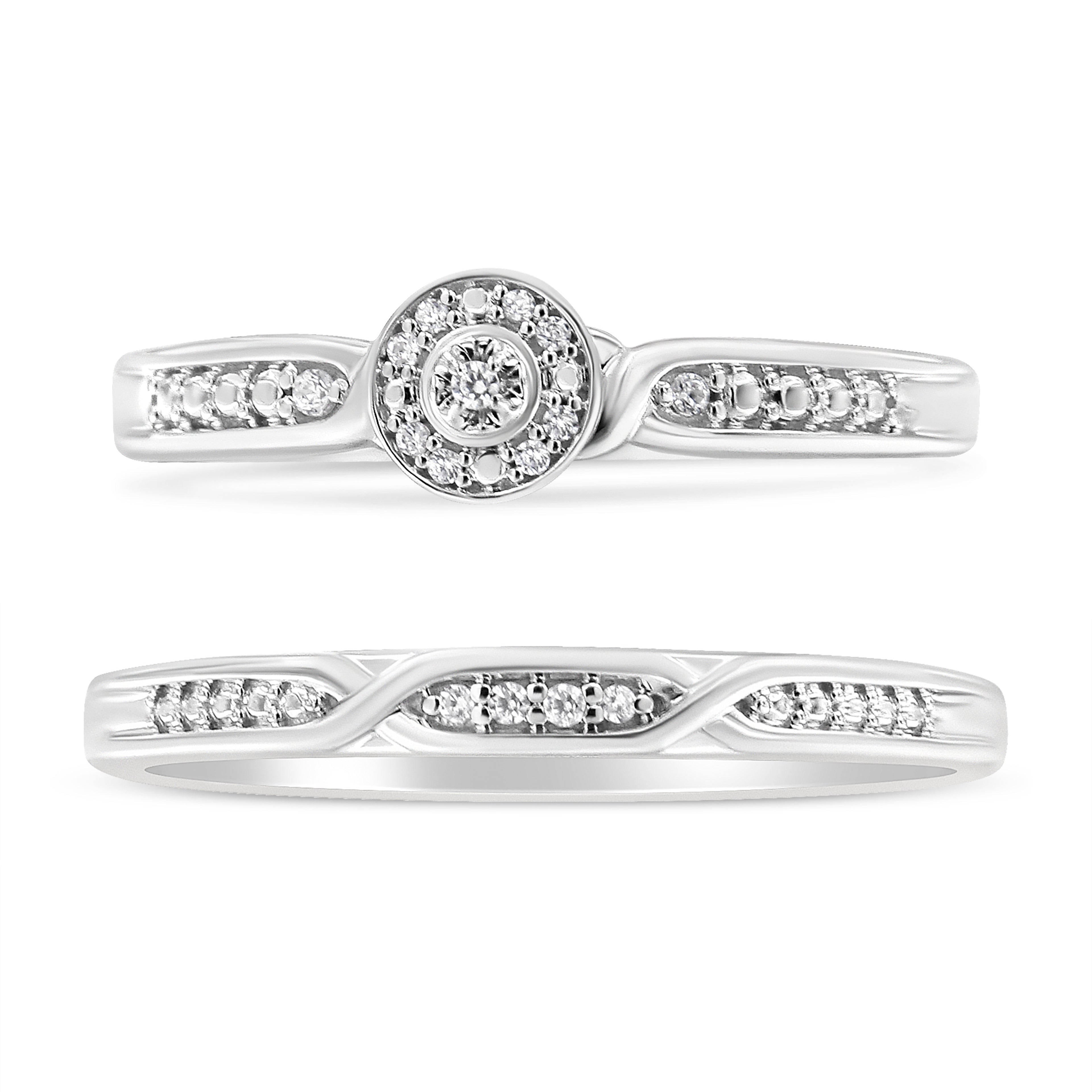 Haus of Brilliance .925 Sterling Silver Diamond Accent Frame Twist Shank Bridal Set Ring and Band (I-J Color, I3 Clarity) - Size 11