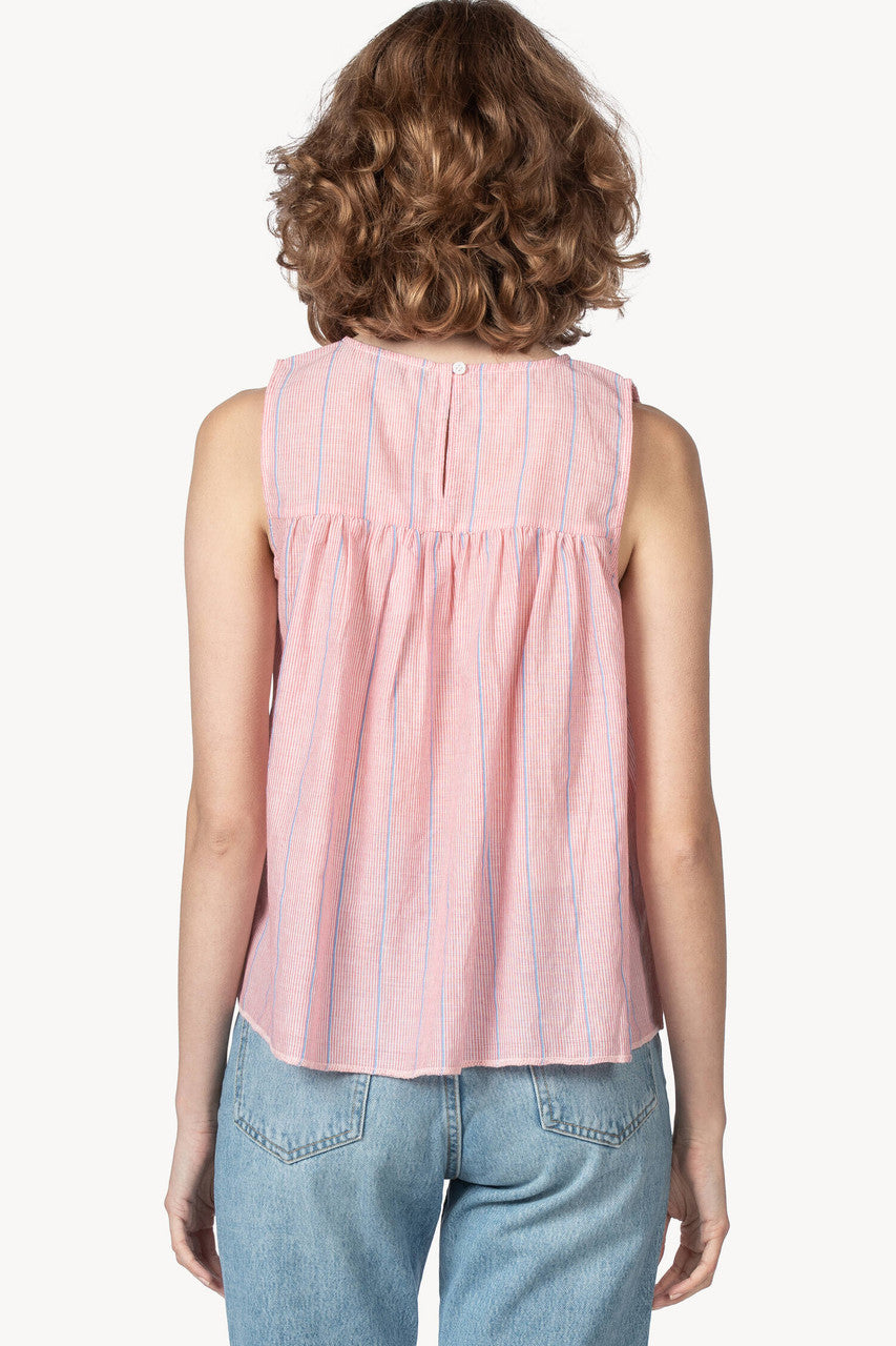 Lilla P Smocked Tank - Ginger Stripe Size - S
