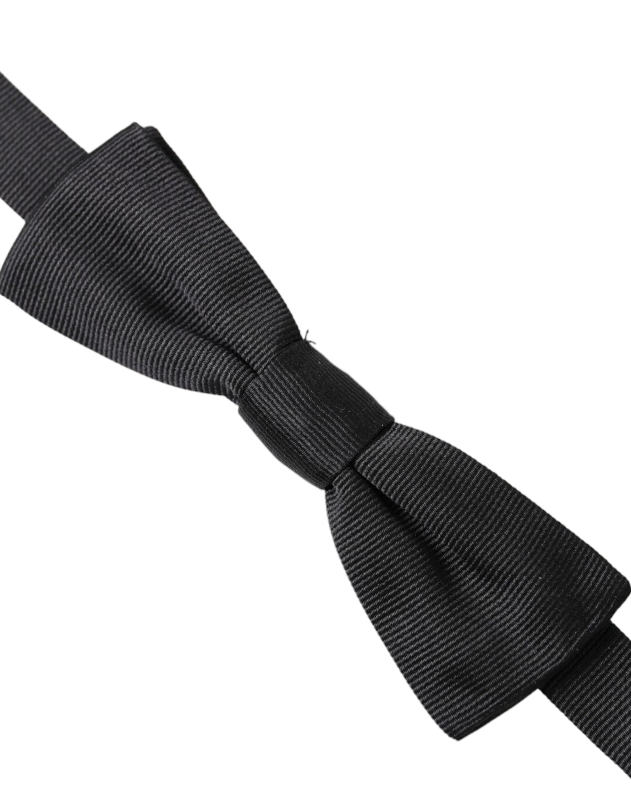 Dolce & Gabbana Dolce & Gabbana Black Silk Adjustable Neck Men Bow Tie/Black