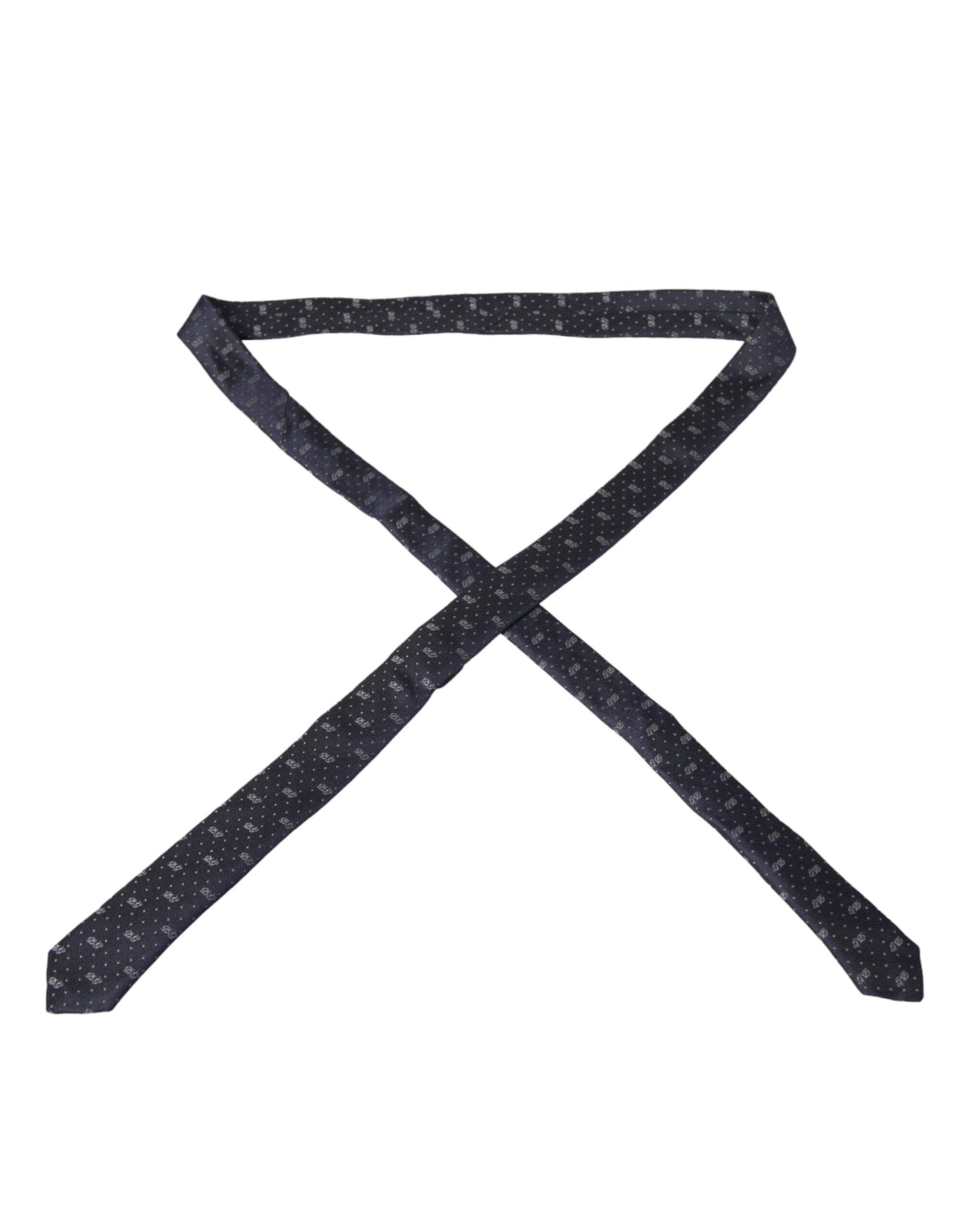 Dolce & Gabbana Dolce & Gabbana Blue DG Logo 100% Silk Adjustable Tie/Blue