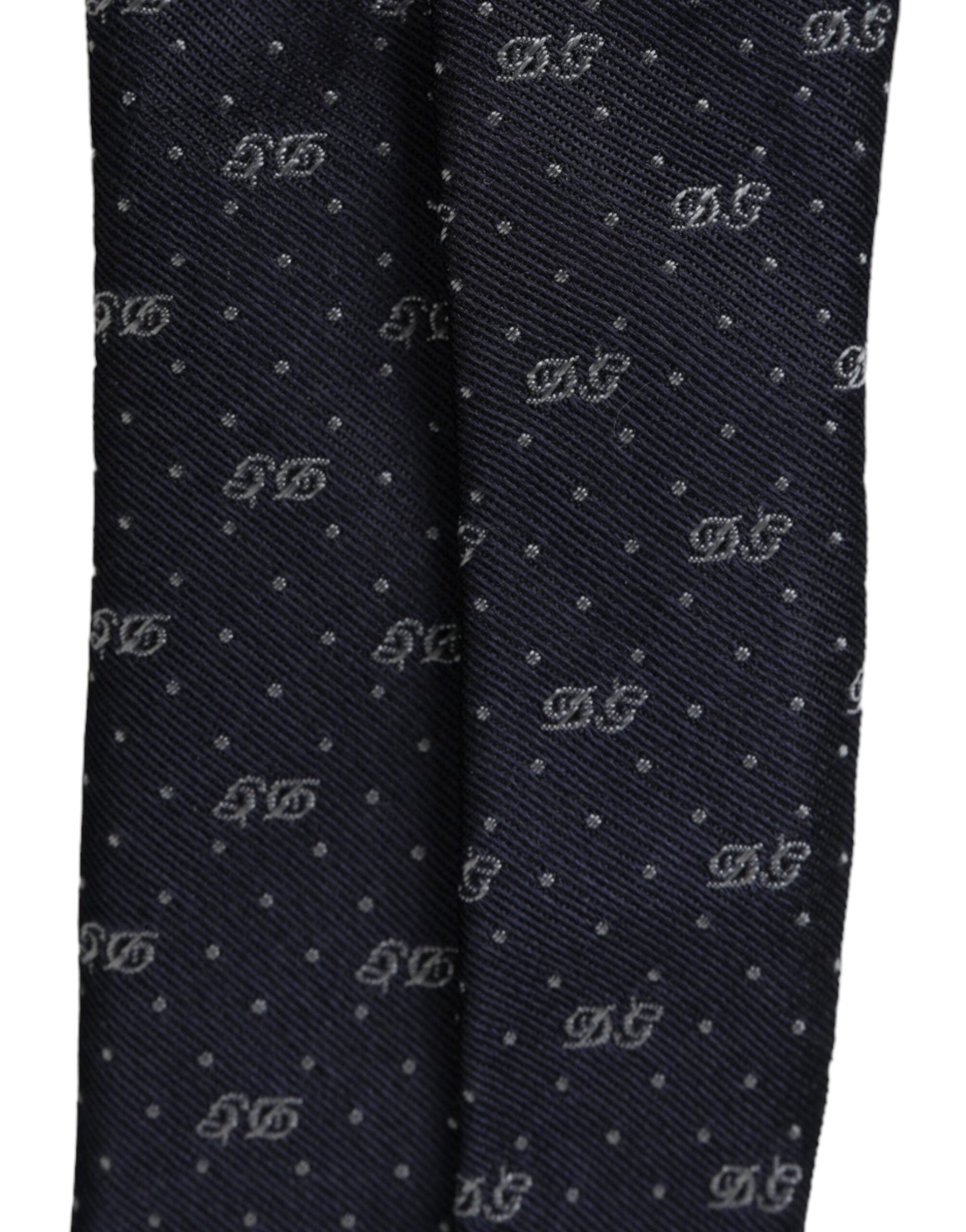Dolce & Gabbana Dolce & Gabbana Blue DG Logo 100% Silk Adjustable Tie/Blue