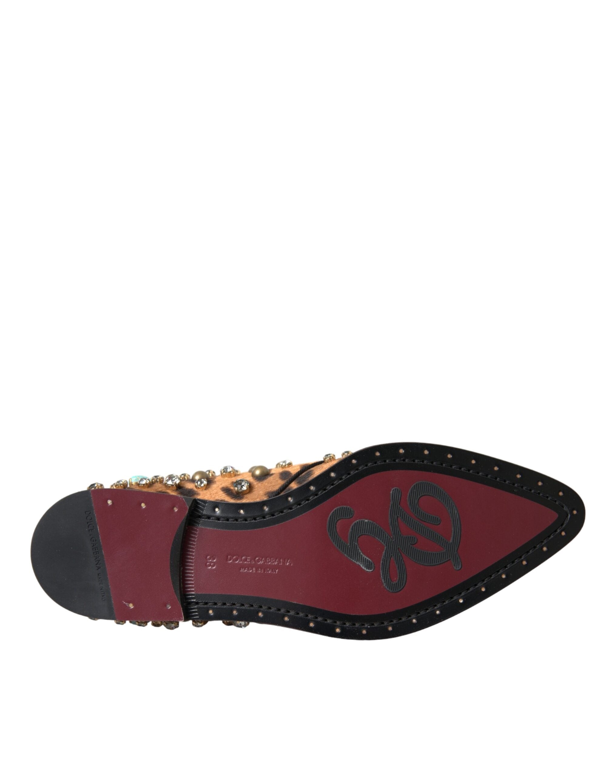 Dolce & Gabbana Dolce & Gabbana Brown Leopard Hair Crystal Dress Broque Shoes/EU37.5/US7/Black and Brown