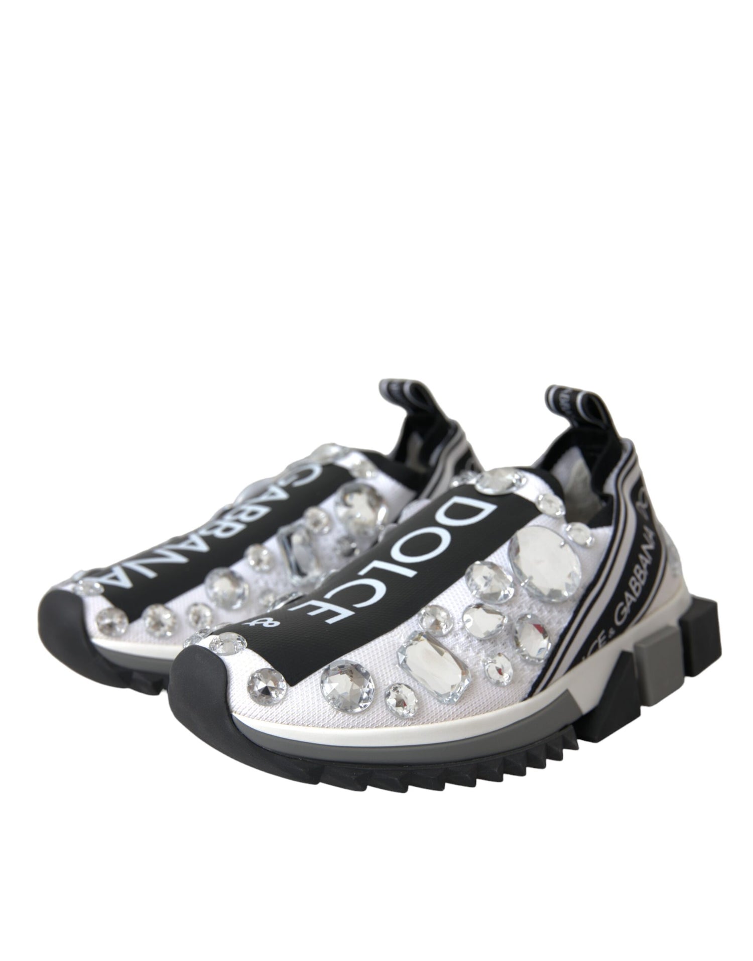 Dolce & Gabbana White Sorrento Crystals Sneakers Shoes/EU37/US6.5/White/