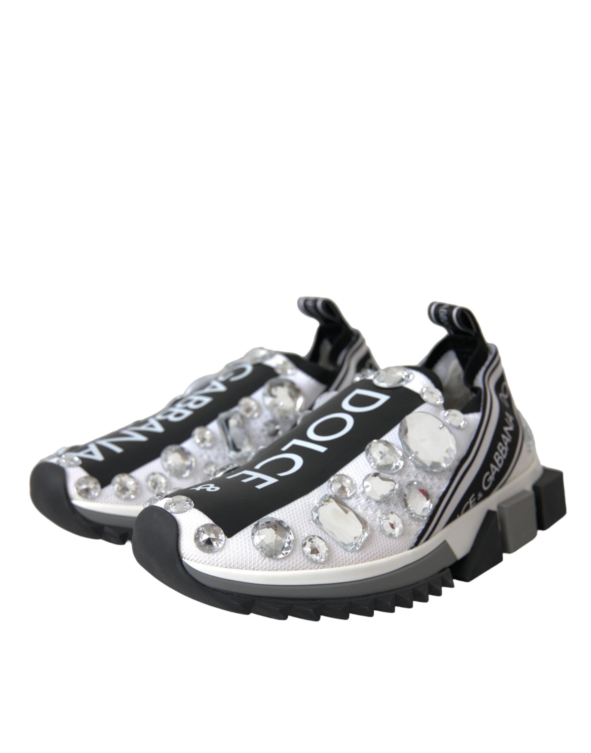 Dolce & Gabbana White Sorrento Crystals Sneakers Shoes/EU37/US6.5/White/