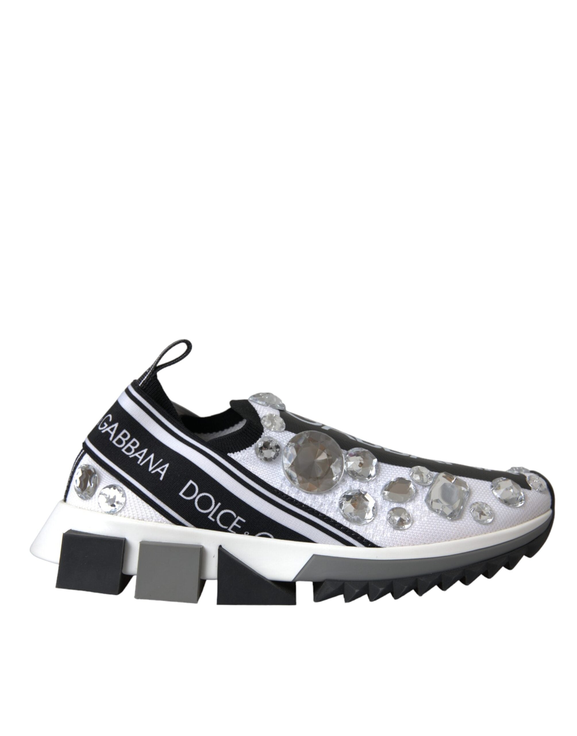 Dolce & Gabbana White Sorrento Crystals Sneakers Shoes/EU37/US6.5/White/