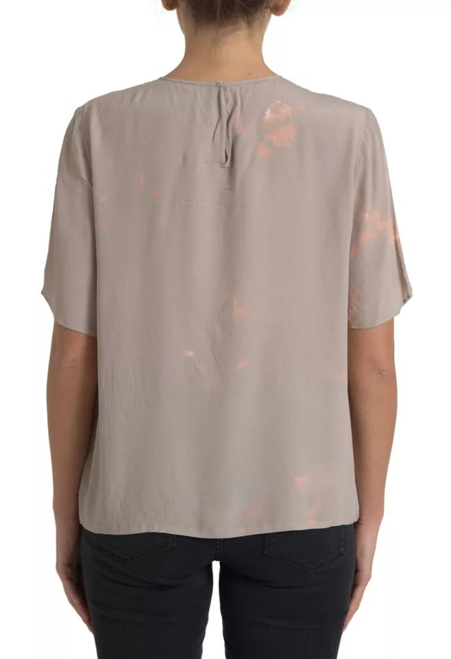 Dolce & Gabbana Dolce & Gabbana Brown Round Neck Short Sleeve Blouse Top/IT48 | XL/Brown