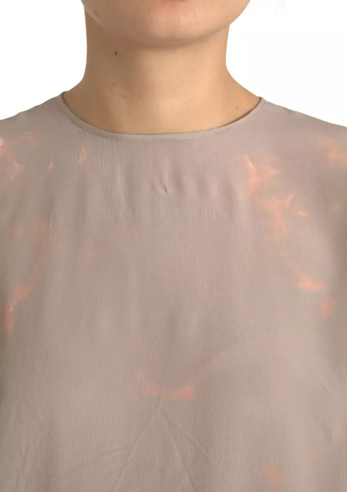 Dolce & Gabbana Dolce & Gabbana Brown Round Neck Short Sleeve Blouse Top/IT48 | XL/Brown
