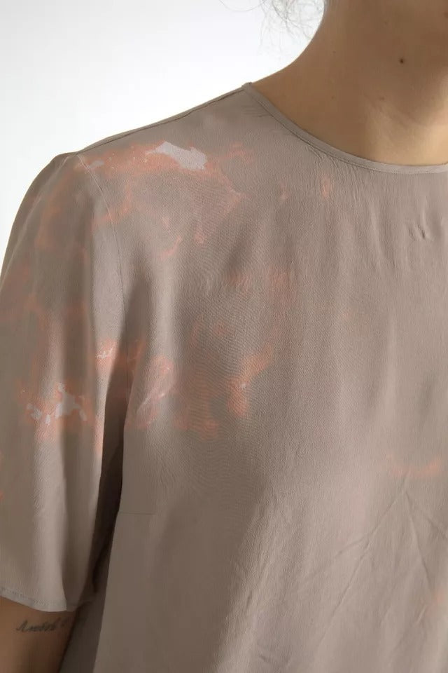 Dolce & Gabbana Dolce & Gabbana Brown Round Neck Short Sleeve Blouse Top/IT48 | XL/Brown