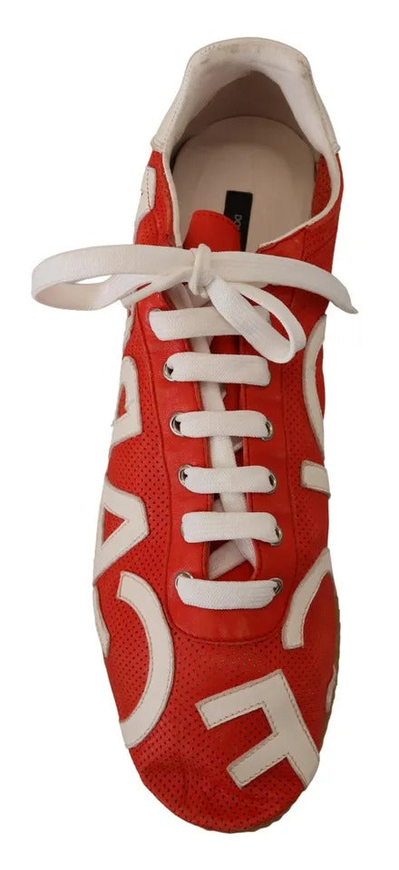 Dolce & Gabbana Dolce & Gabbana Red White Leather Mens Logo Casual Sneakers Shoes/EU44/US11/White and Red