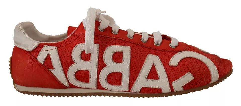 Dolce & Gabbana Dolce & Gabbana Red White Leather Mens Logo Casual Sneakers Shoes/EU44/US11/White and Red