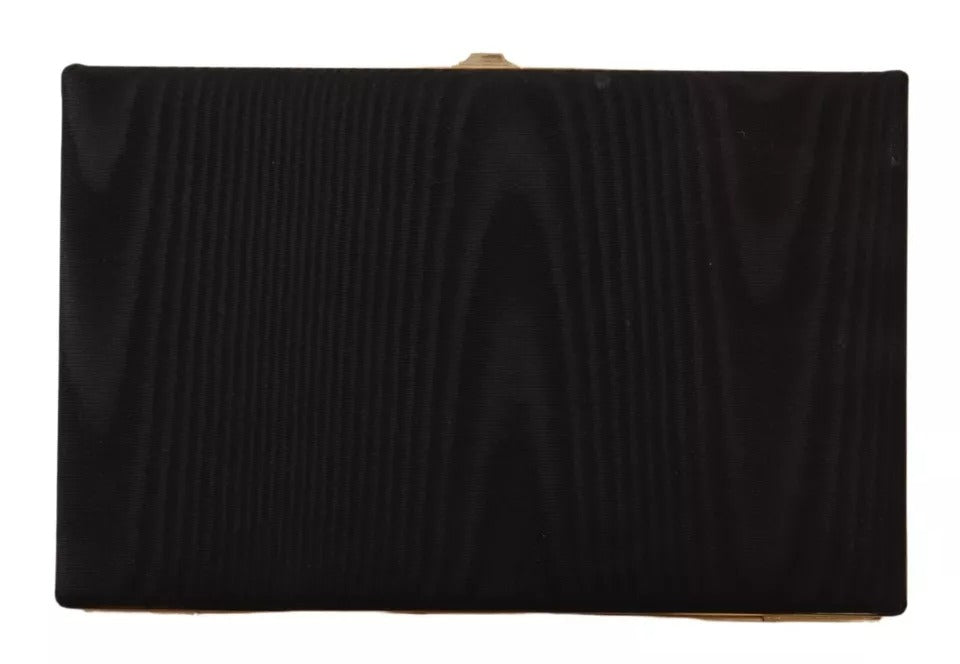 Dolce & Gabbana Black Silk Gold Frame Clutch Evening Party Purse Bag/Black
