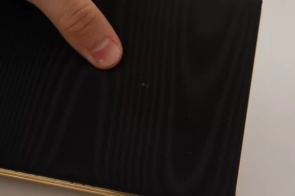 Dolce & Gabbana Black Silk Gold Frame Clutch Evening Party Purse Bag/Black