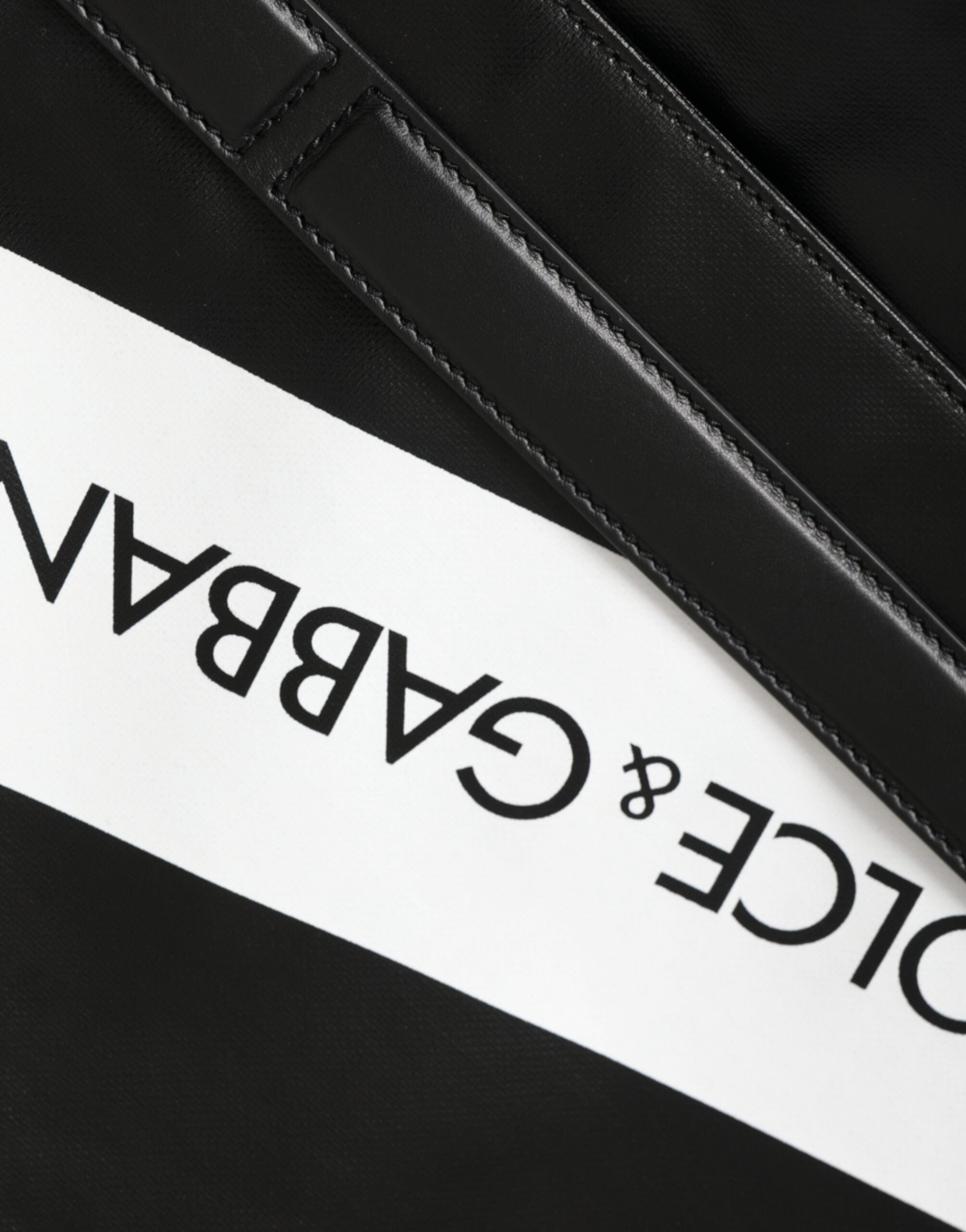 Dolce & Gabbana Dolce & Gabbana Black Calfskin Coated Canvas Logo Panel Messenger Bag/Black and White