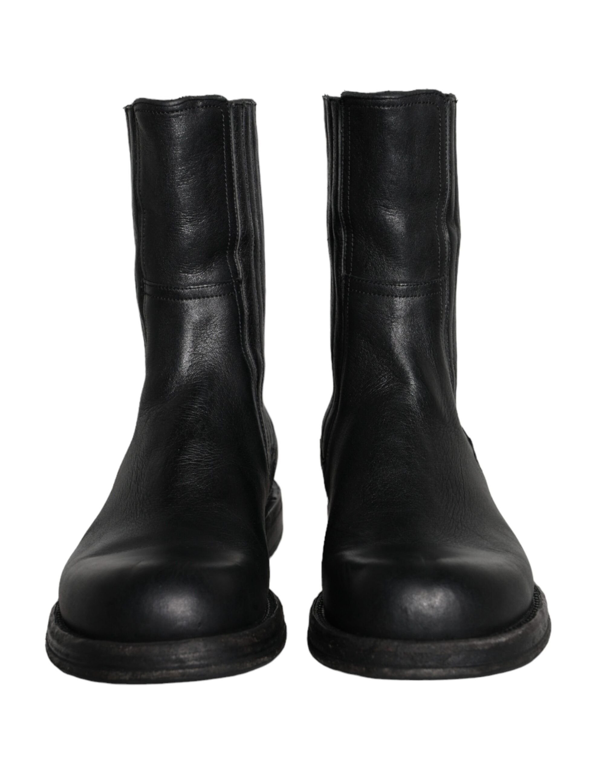 Dolce & Gabbana Dolce & Gabbana Black Horse Leather Mid Calf Boots Men Shoes/EU42/US9/Black