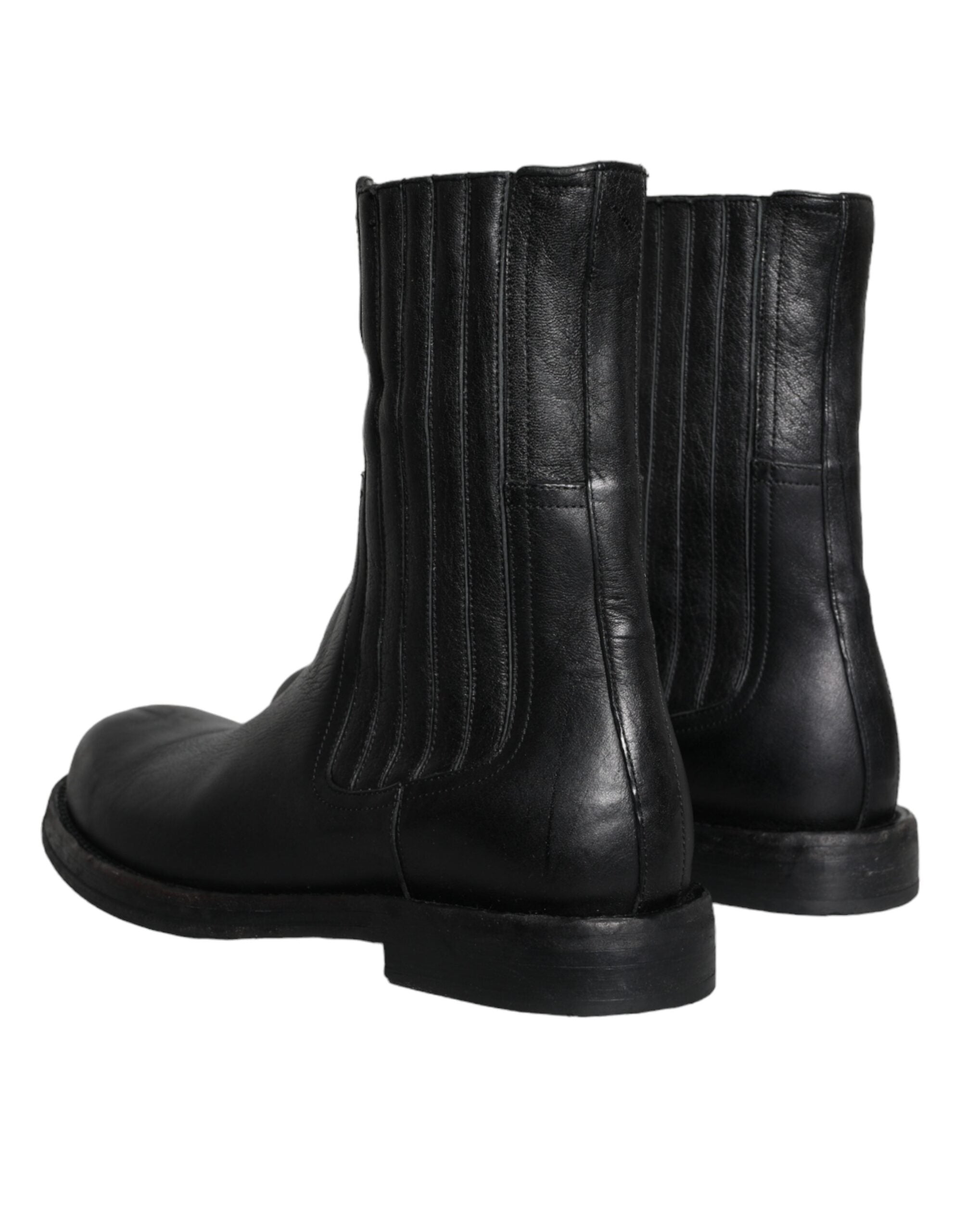 Dolce & Gabbana Dolce & Gabbana Black Horse Leather Mid Calf Boots Men Shoes/EU42/US9/Black